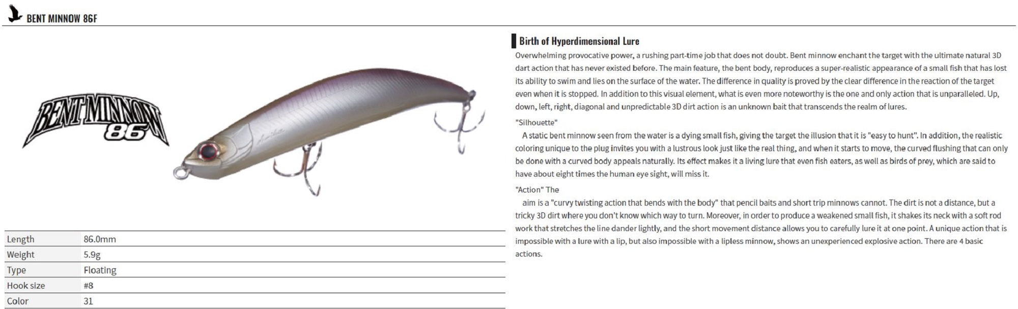 Sale OSP Bent Minnow 86F Floating Minnow Lure T-23 (4376)