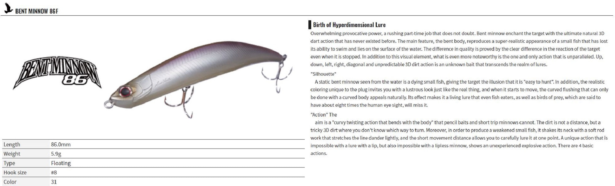 Sale OSP Bent Minnow 86F Floating Minnow Lure P-83 (4406)