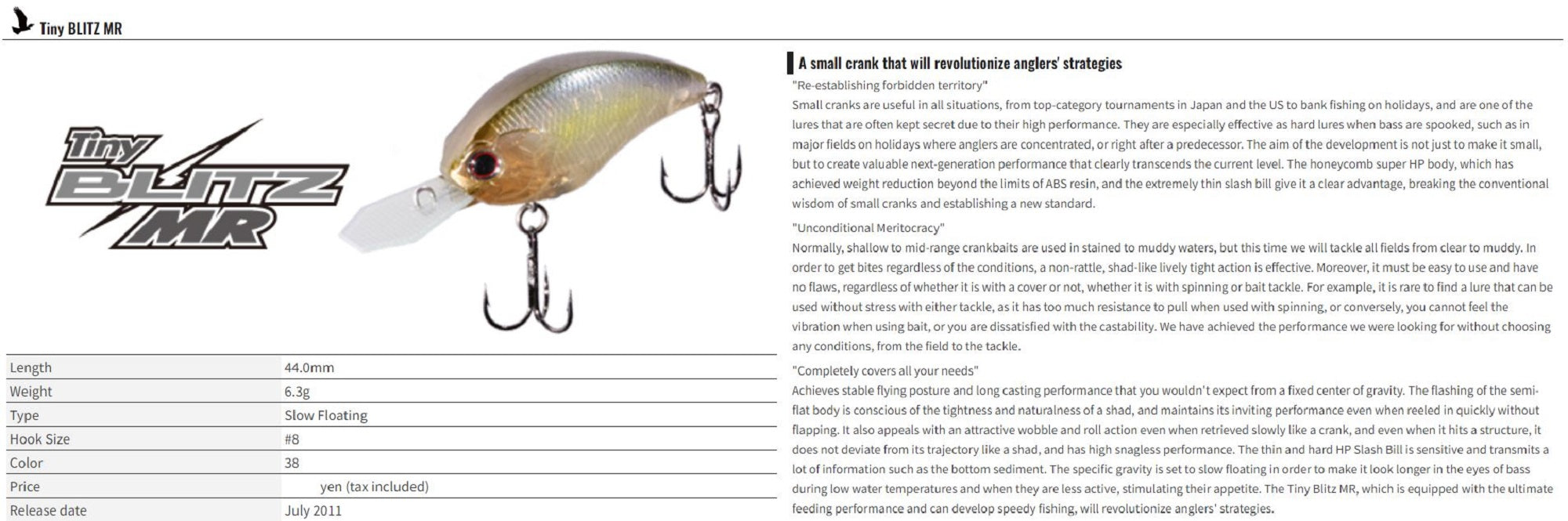 OSP Blitz Tiny MR 44 mm 6.3 grams Floating Lure P-07 (4789)