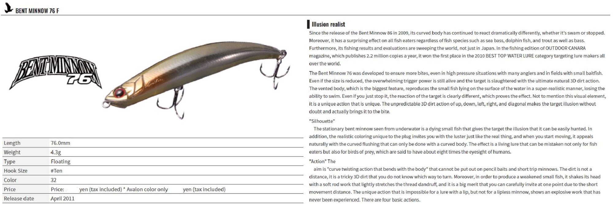 Sale OSP Bent Minnow 76F Floating Minnow Lure H-22 (6356)