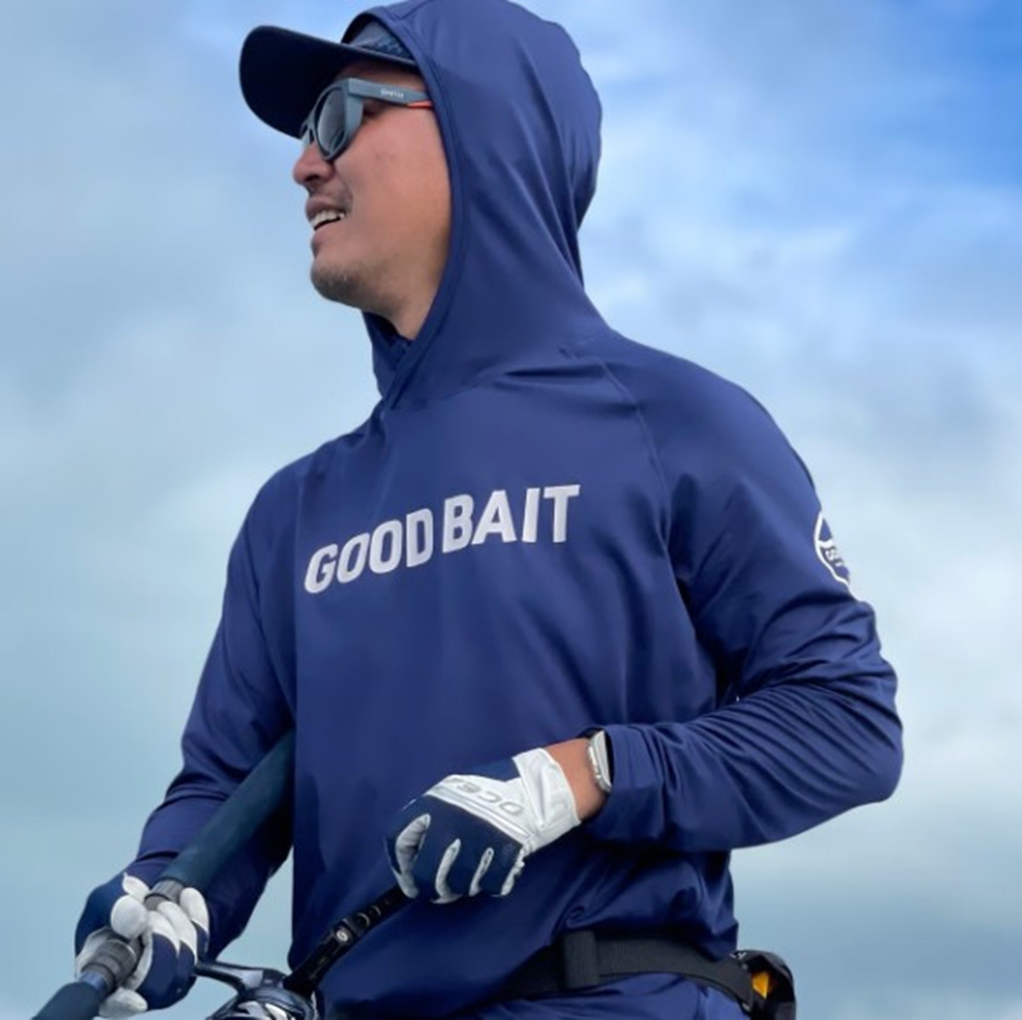 Good Bait Sunguard Hoodie Sky Navy Size M (1045)