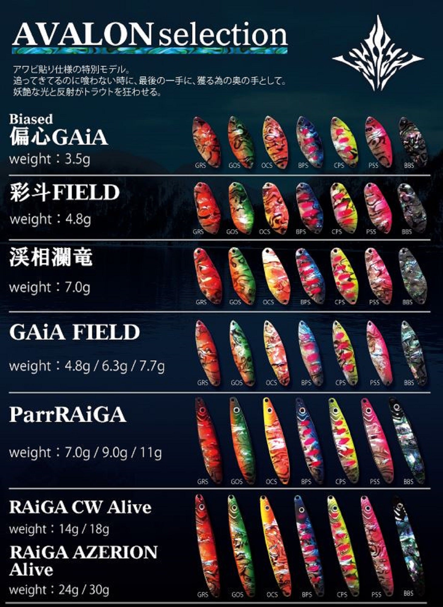 God Hands Gaia Biased Eccentric Avalon 3.5 grams Sinking Lure PSS (2208)