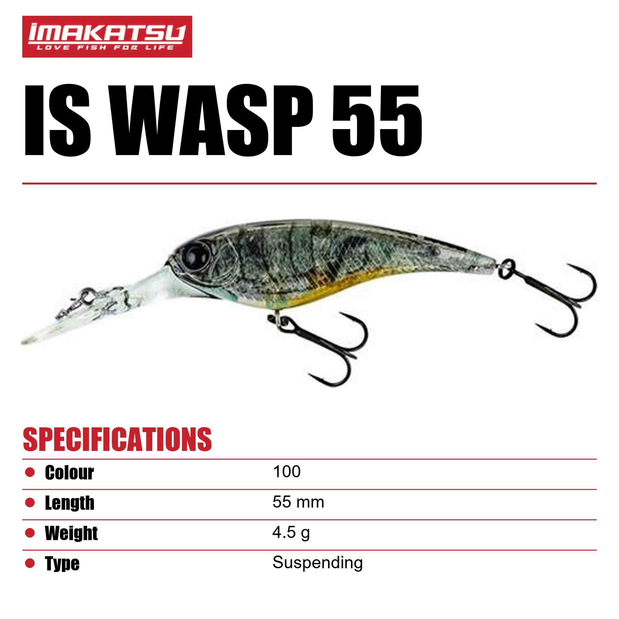 Imakatsu IS Wasp 55 Suspend Lure 100 (2382)