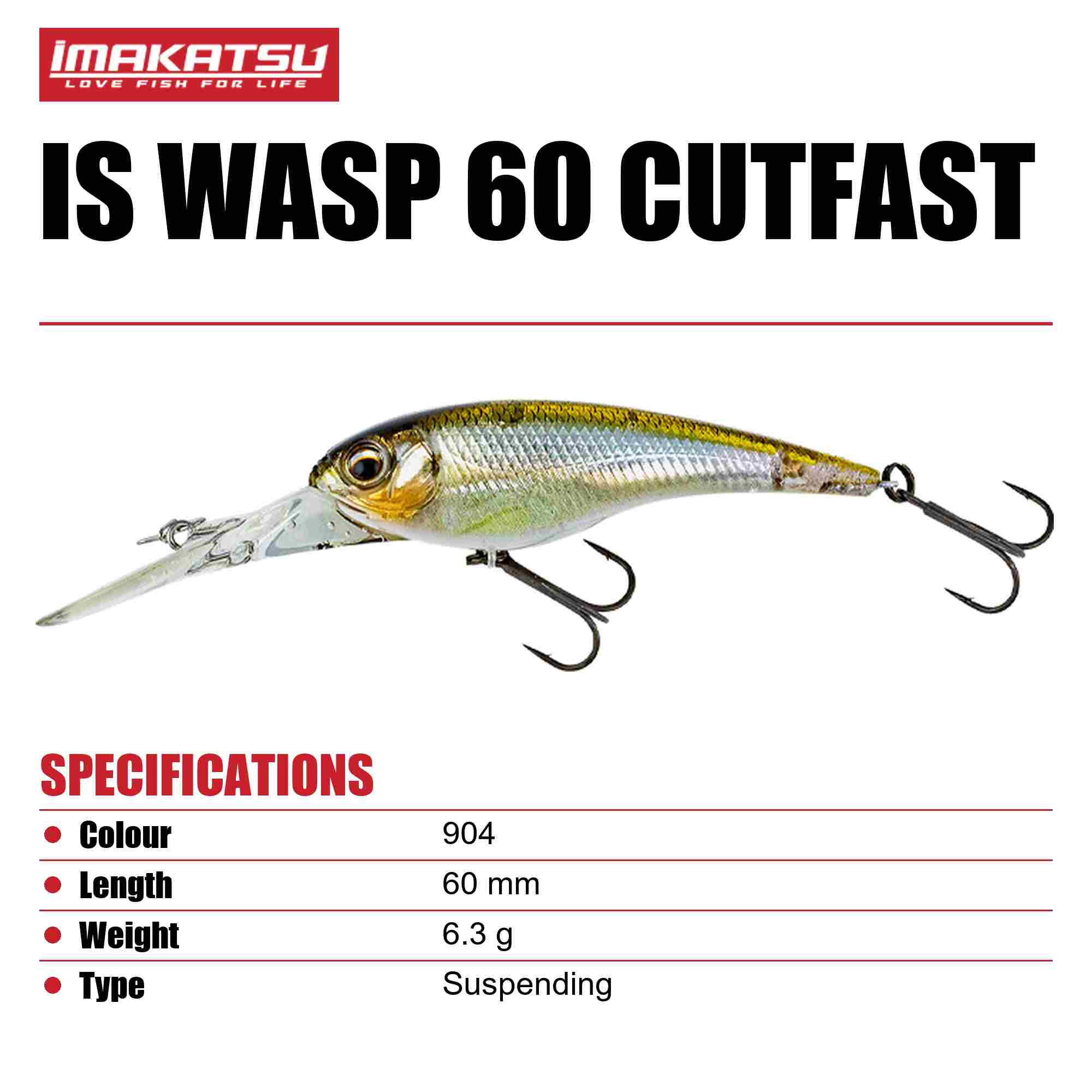 Imakatsu IS Wasp 60 Cutfast 3DR Suspend Lure 904 (4737)