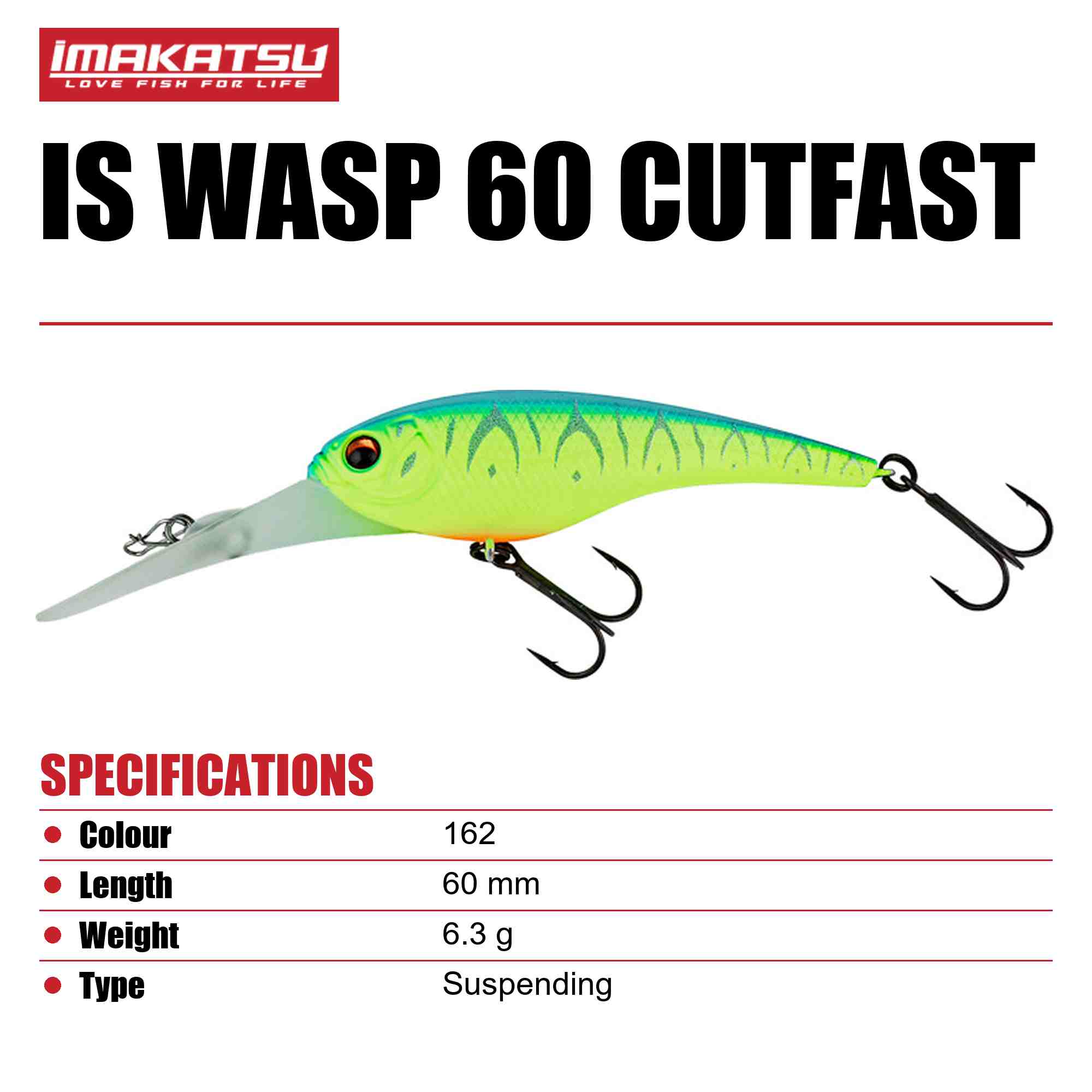 Imakatsu IS Wasp 60 Cutfast Suspend Lure 162 (6465)