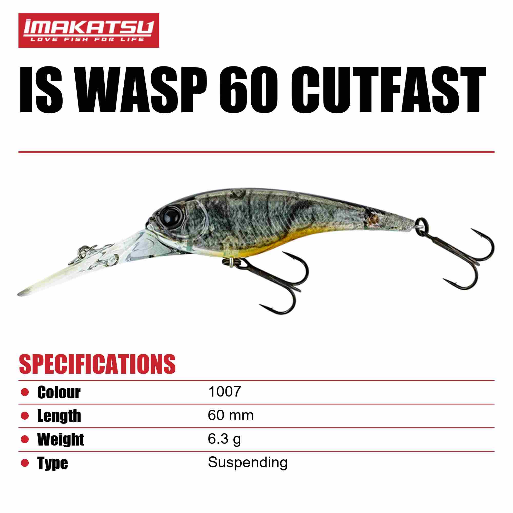 Imakatsu IS Wasp 60 Cutfast Suspend Lure 1007 (6489)