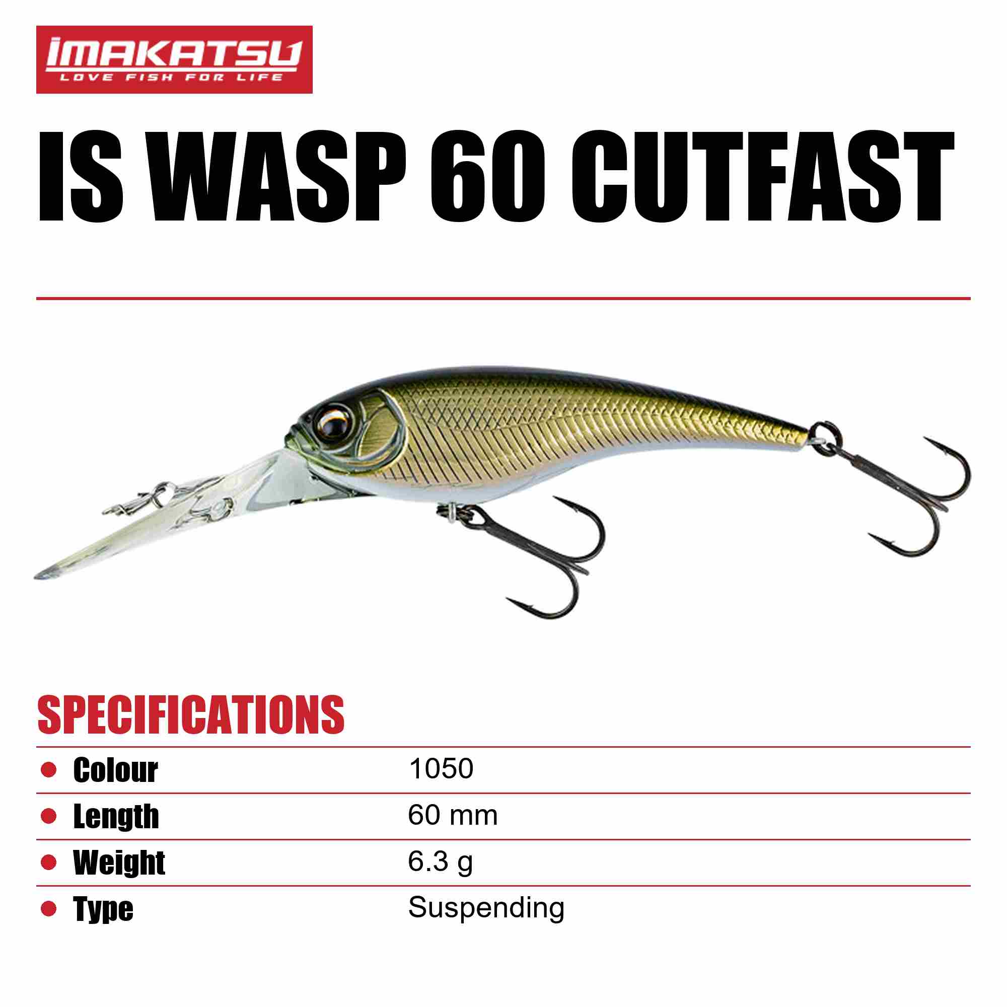 Imakatsu IS Wasp 60 Cutfast Suspend Lure 1050 (6540)