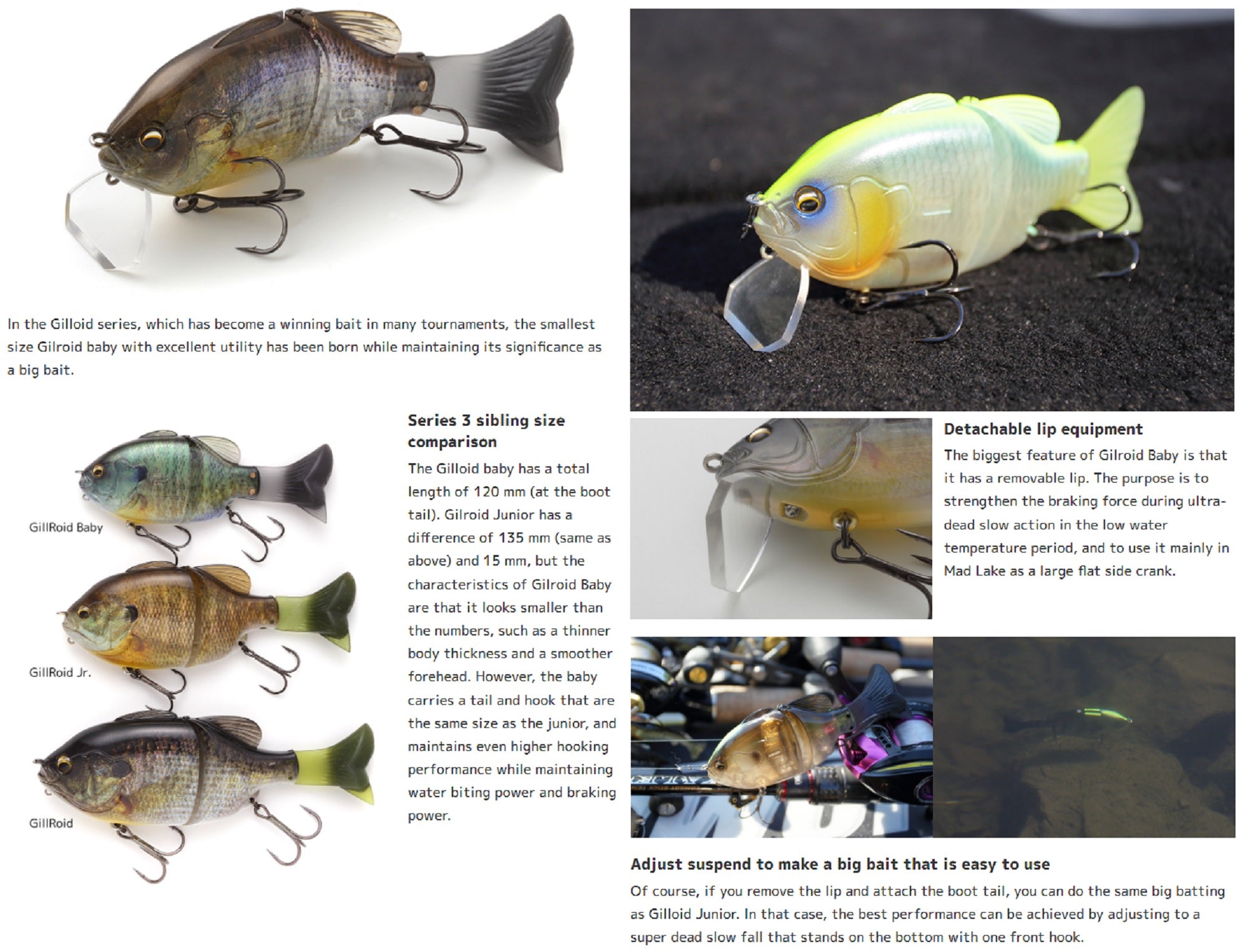 Imakatsu Gillroid Baby 3D Realism 120 mm 1.2 Oz Floating Lure 815 (7264)
