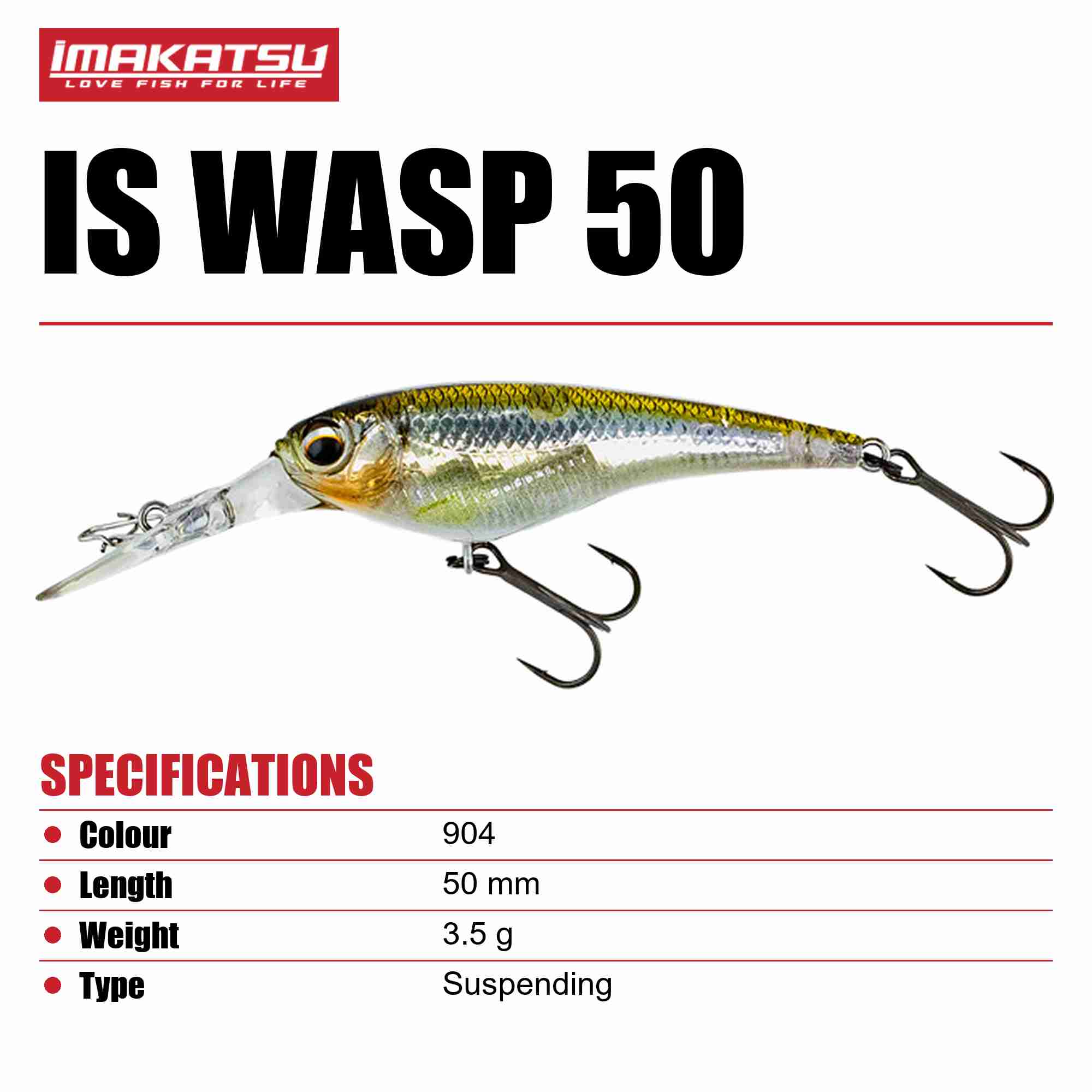 Imakatsu IS Wasp 50 3DR Suspend Lure 904 (8995)