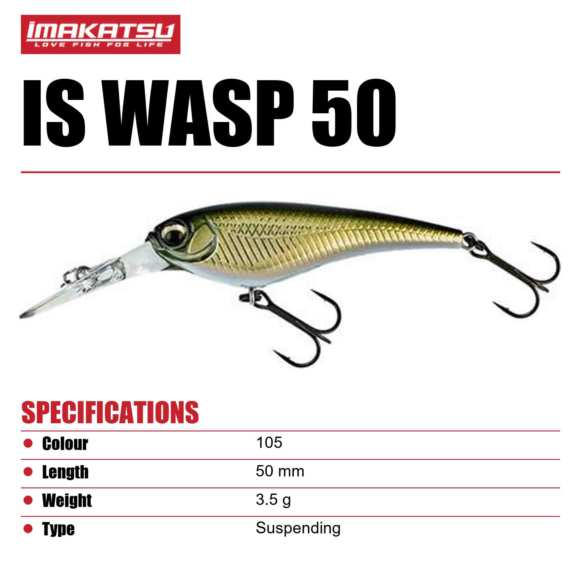 Imakatsu IS Wasp 50 Suspend Lure 105 (9855)