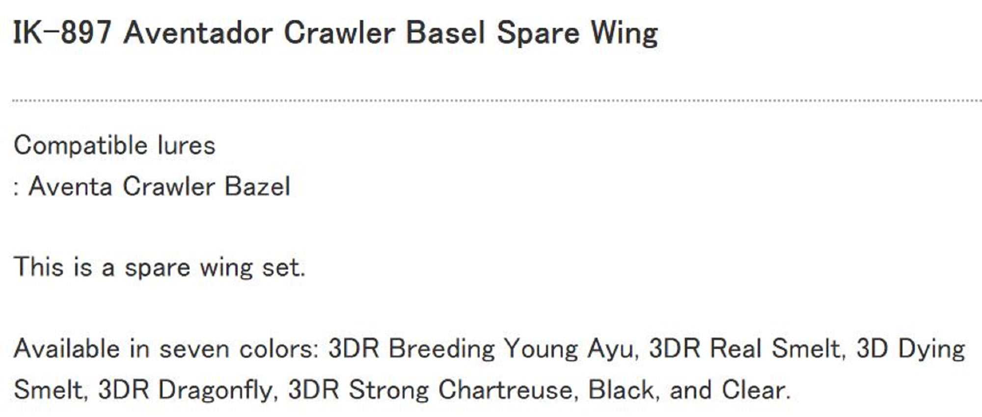 Imakatsu IK-897 Aventa Clawler Dyvazelle Spare Wing Set 3DRS (5818)