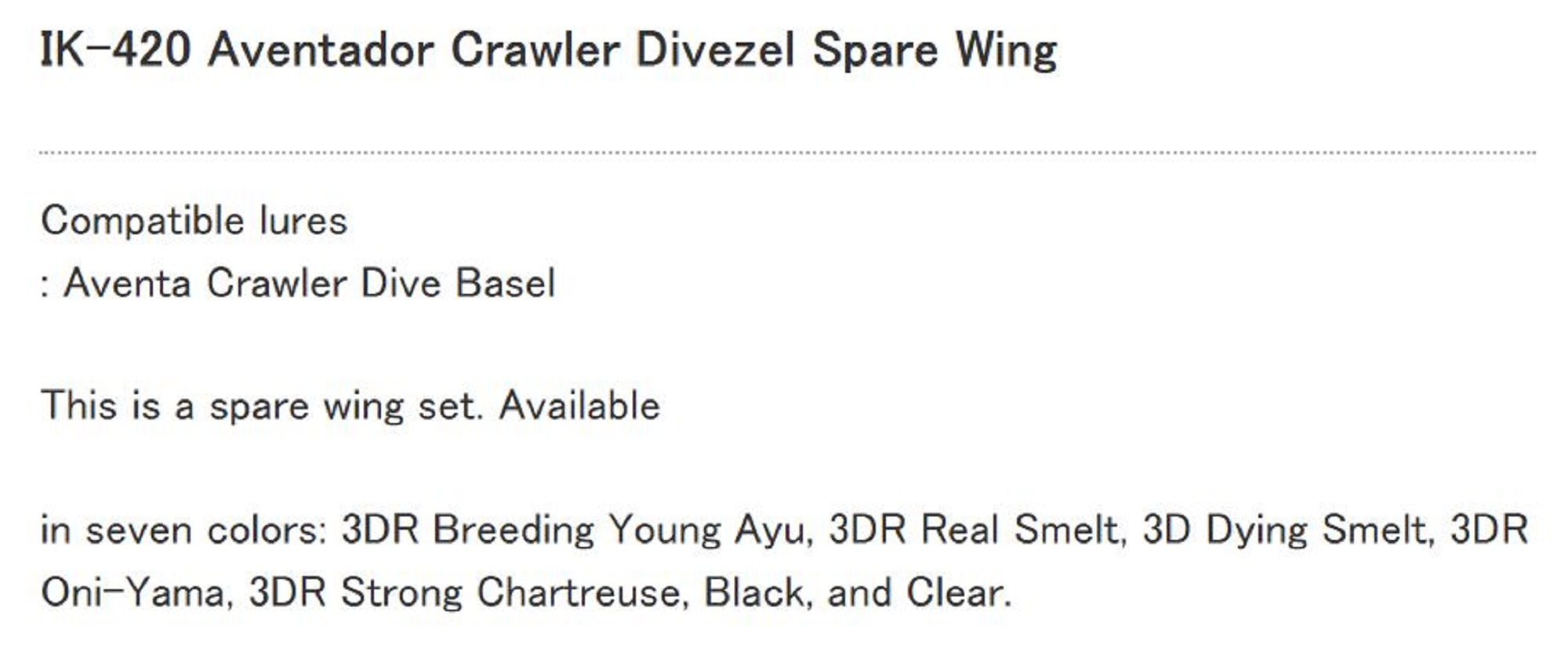 Imakatsu IK-420 Aventa Crawler Dyvazelle Spare Wings Set 3DRS (6884)