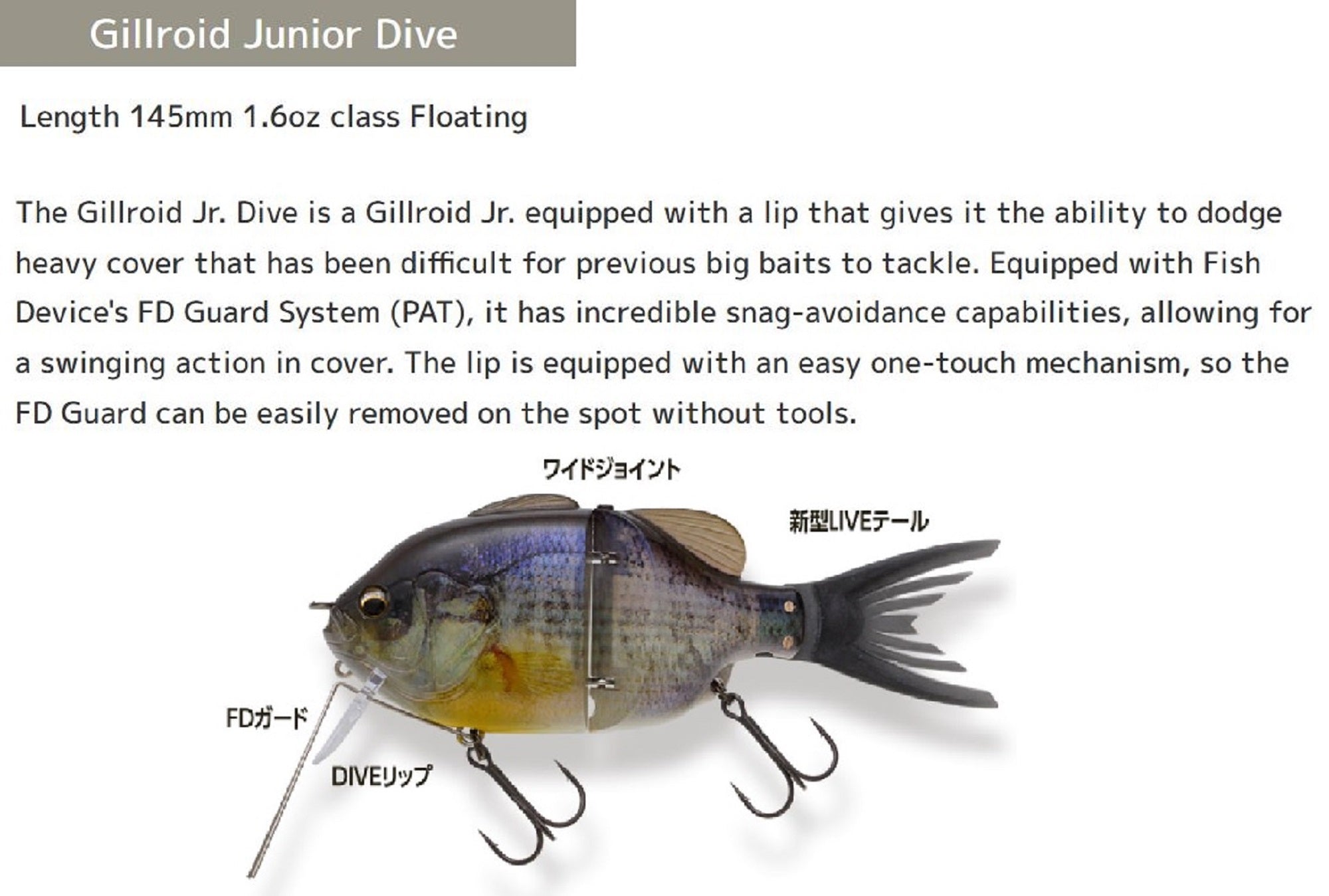 Imakatsu Gillroid Jr Dive 145mm 45 grams Floating Lure STD 960 (8752)