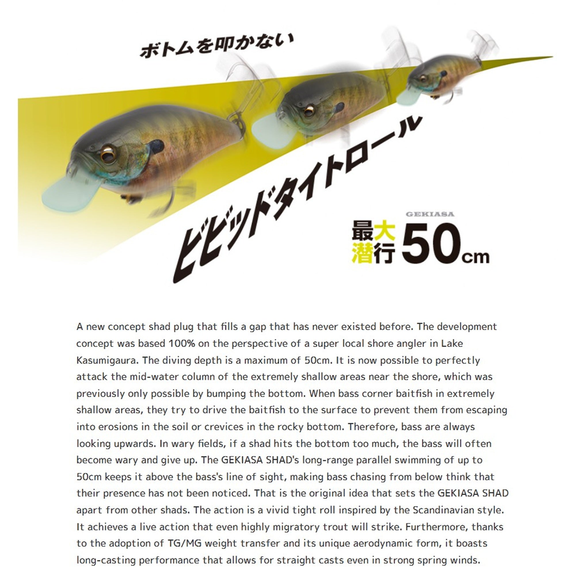 Imakatsu Gekiasa Shad 3D Realism 58 mm 7 grams Floating Lure 904 (9025)
