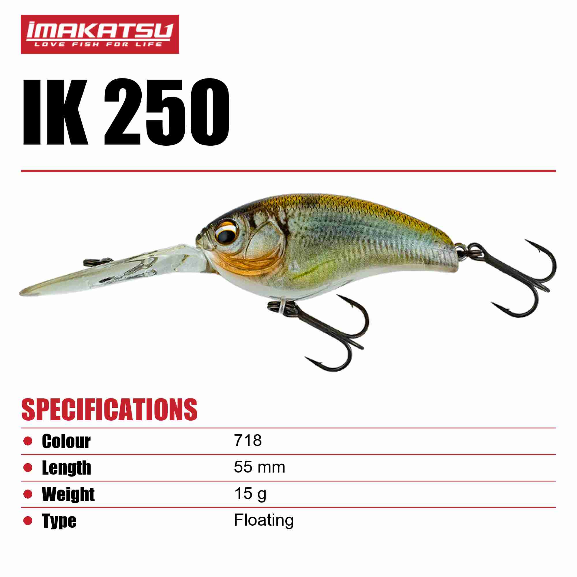 Imakatsu IK 250 3DR 55 mm 15 grams Floating Lure 718 (1379)