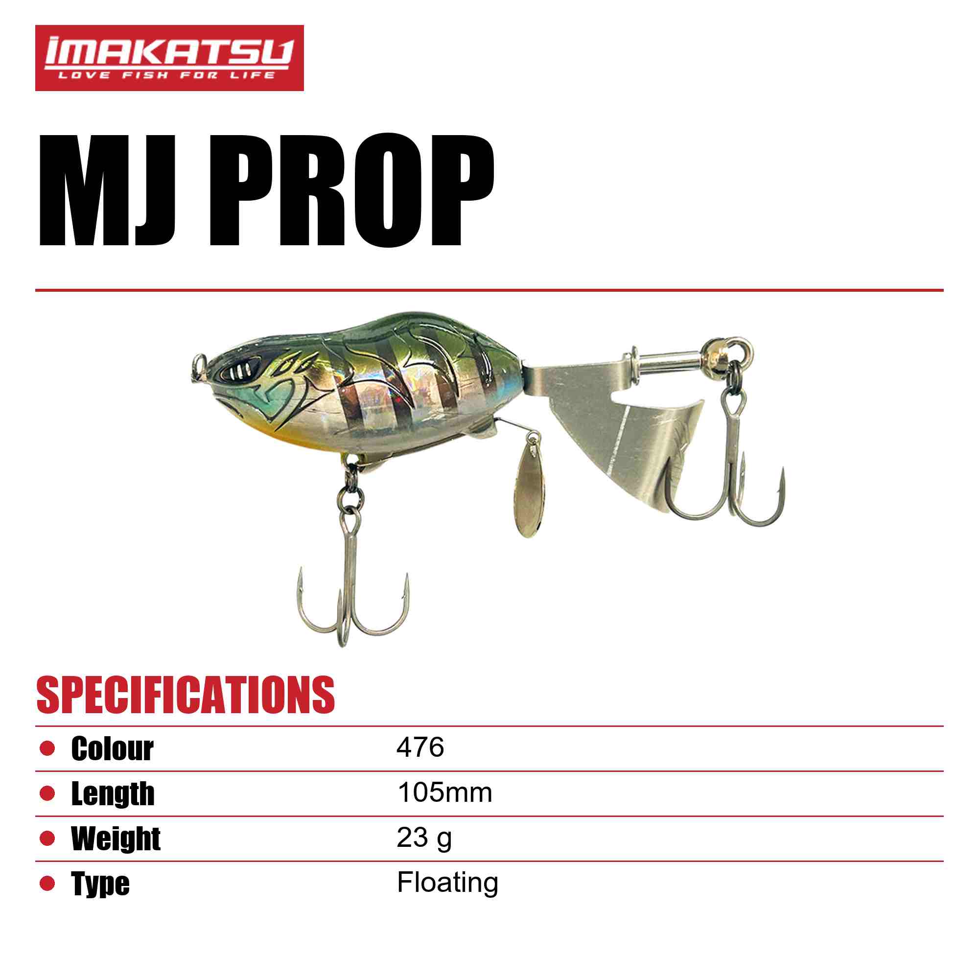 Imakatsu MJ Prop 105mm 23 grams Floating Lure 476 (2550)