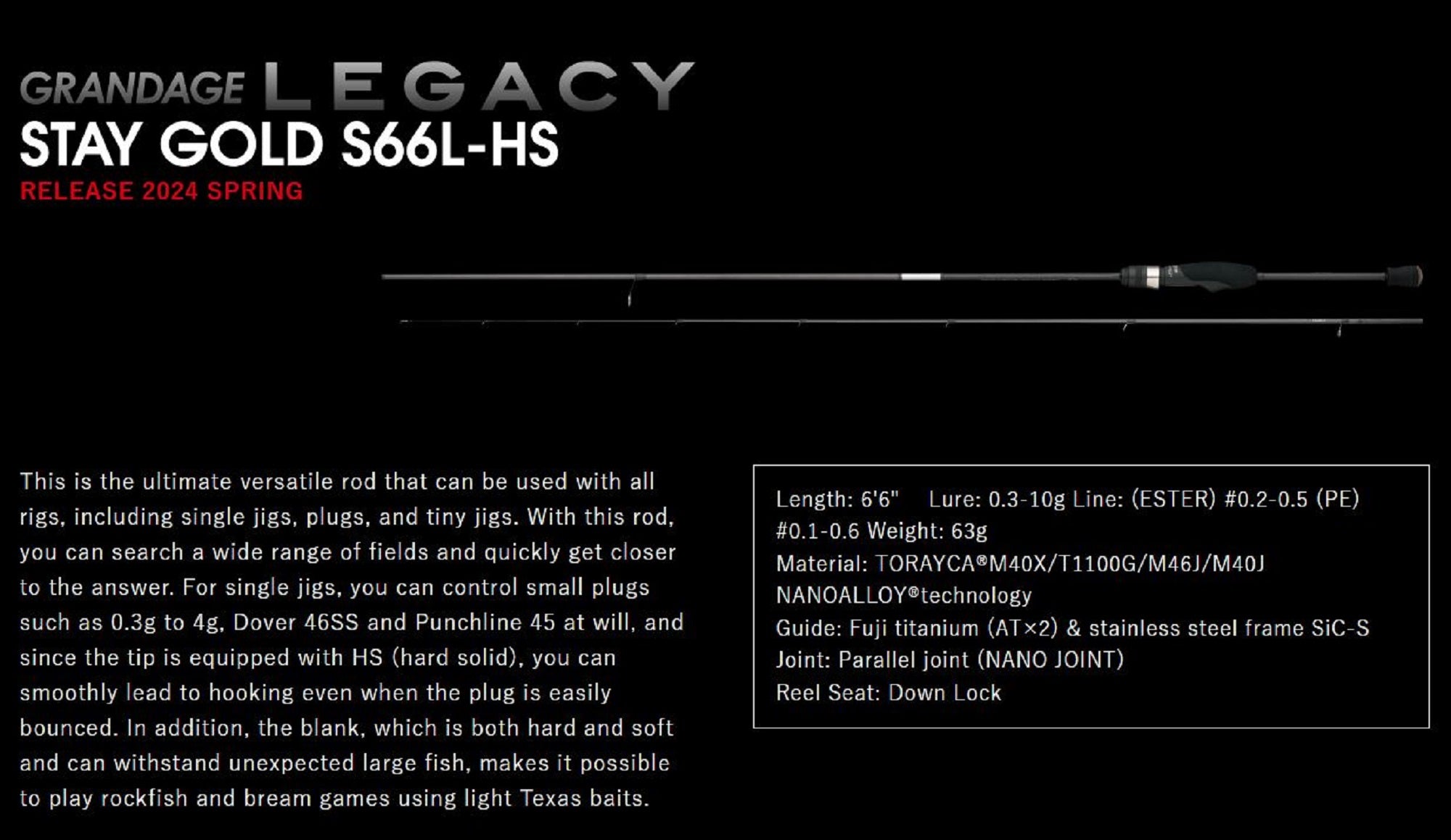 Apia Rod Spinning Grandage Legacy S66L-HS Stay Gold (8012)