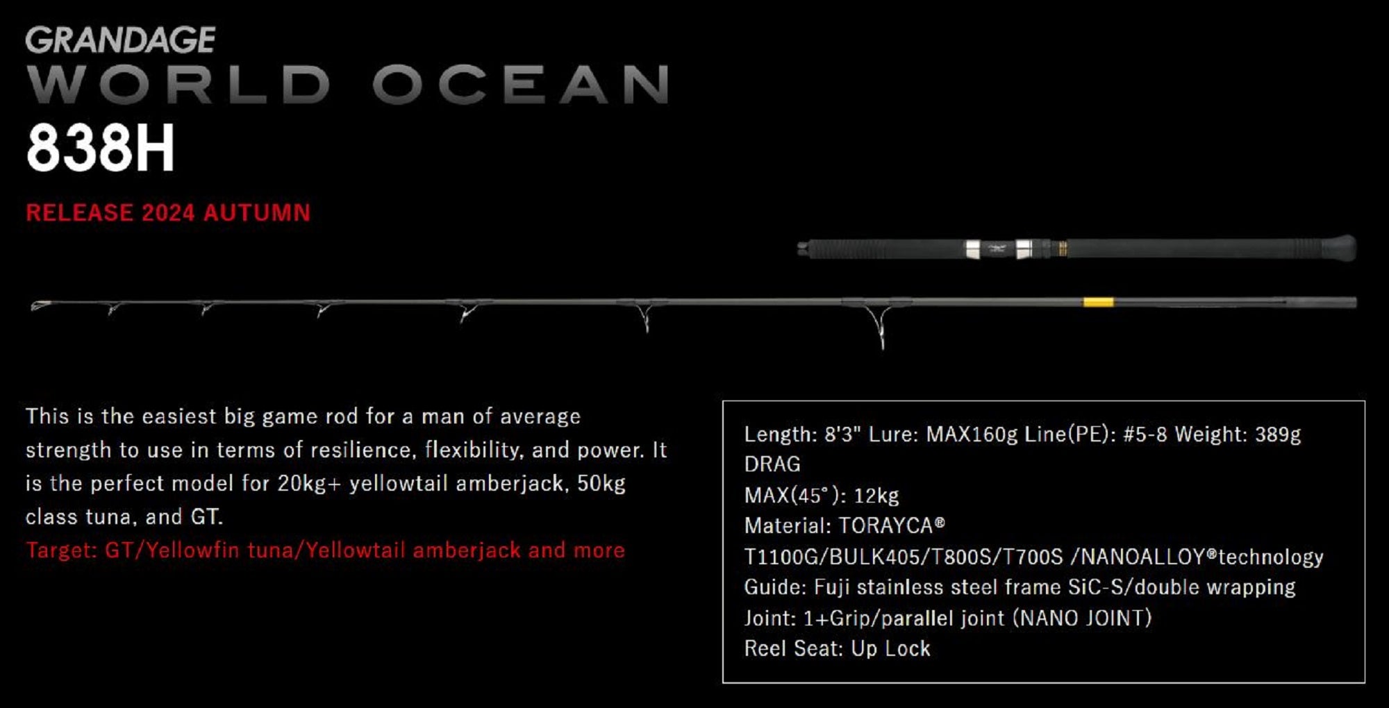 Apia Rod Spinning Grandage World Ocean 838H (8142)