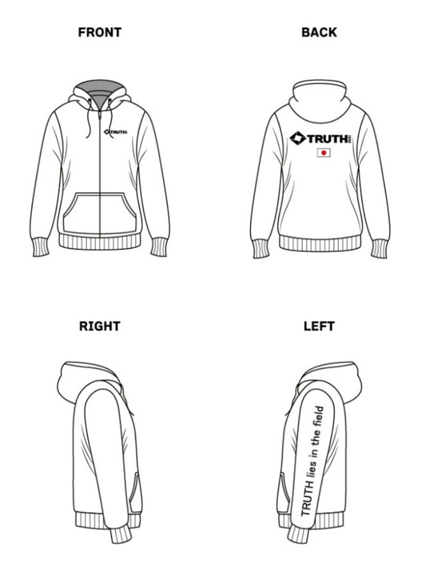 Truth Hoodie Dry Cotton Sweat Fullzip 2026 Black Size M (0638)