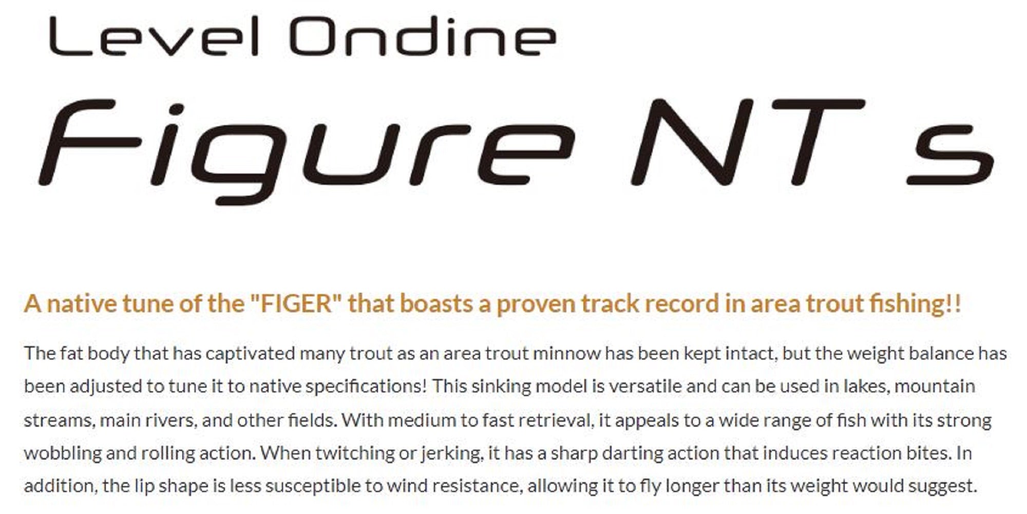 Valkein Figure Native Level Ondine 63mm 6.3 grams Sinking Lure C235 (9361)