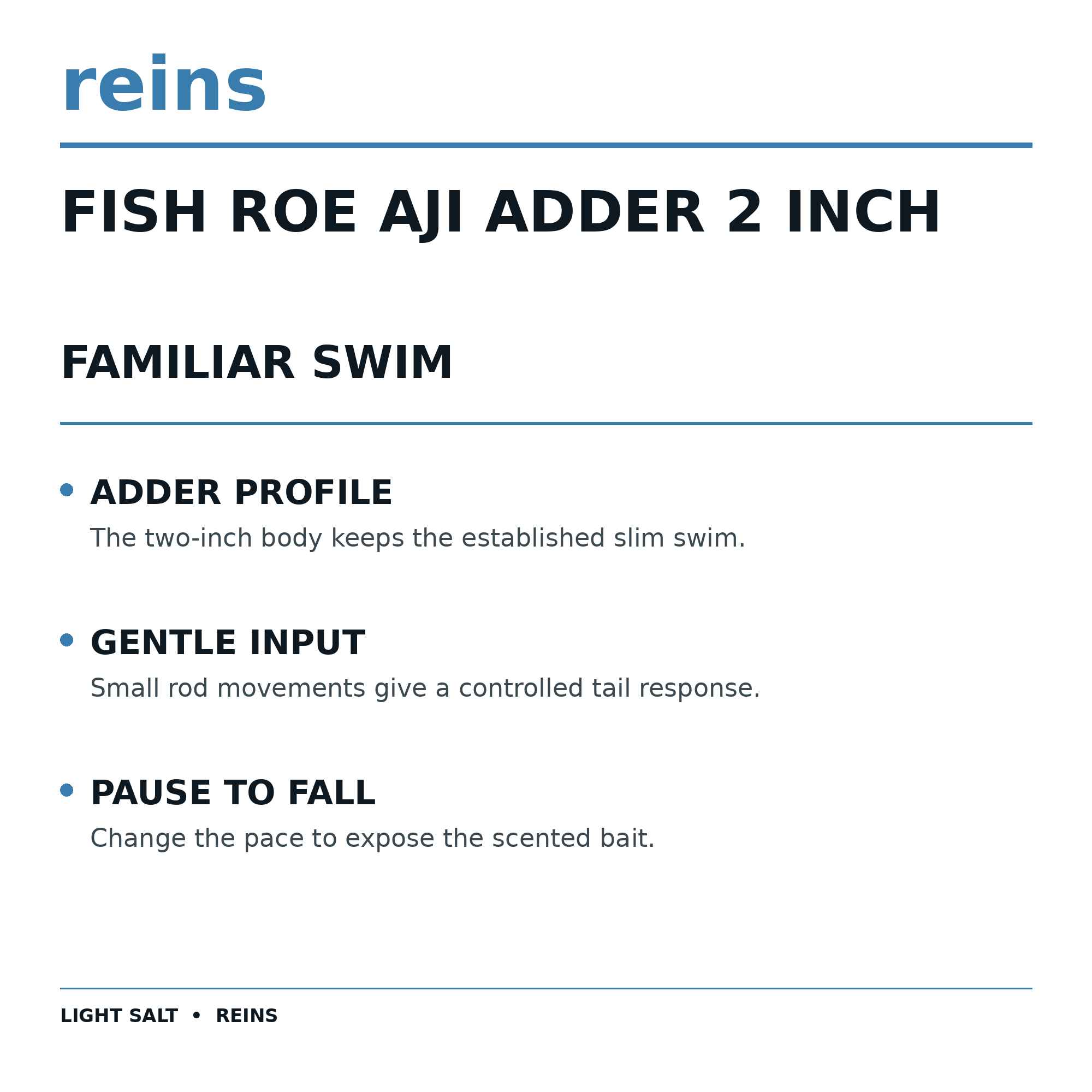Reins Soft Plastic Fish Roe Aji Adder 2 Inch 15 pieces 734 (5095)