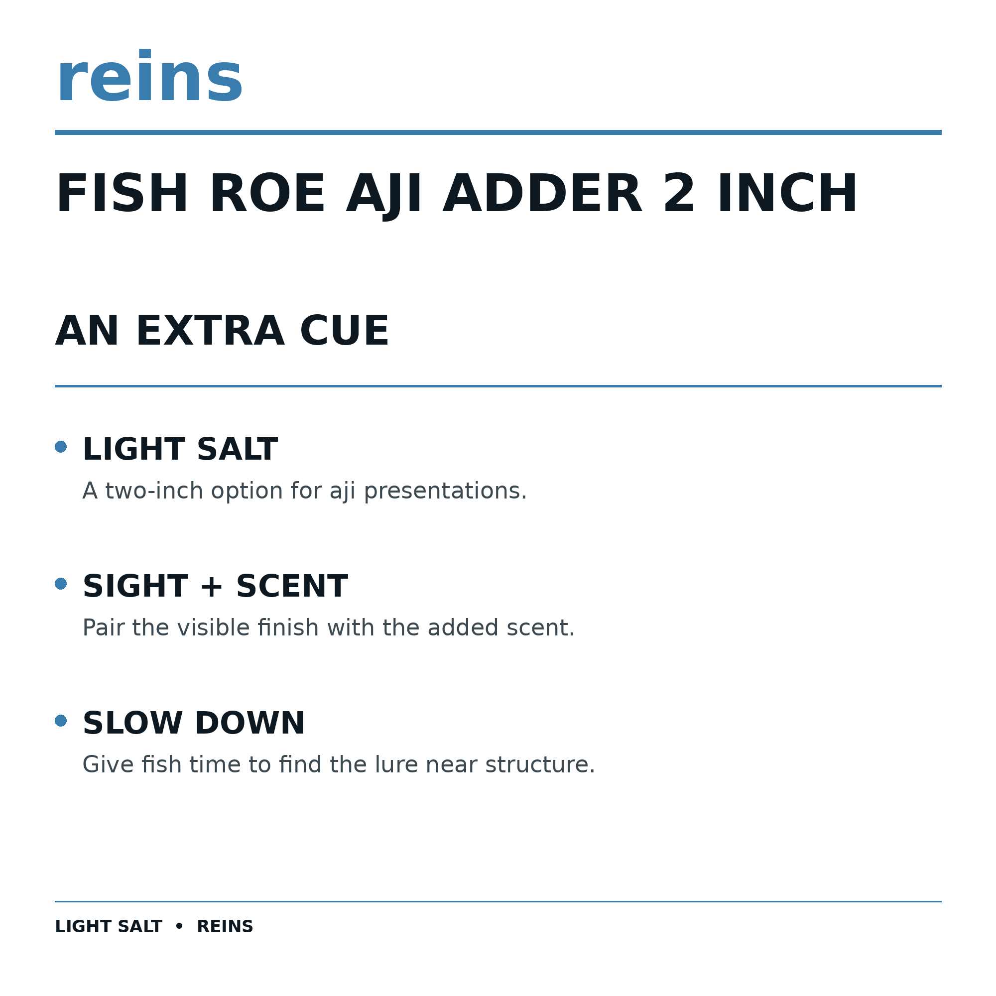 Reins Soft Plastic Fish Roe Aji Adder 2 Inch 15 pieces 734 (5095)