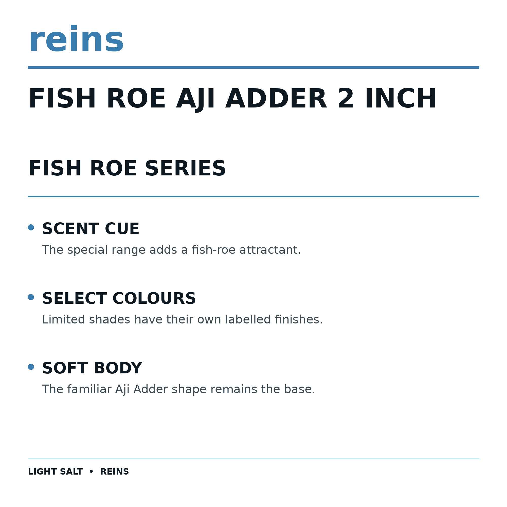 Reins Soft Plastic Fish Roe Aji Adder 2 Inch 15 pieces G39 (5101)