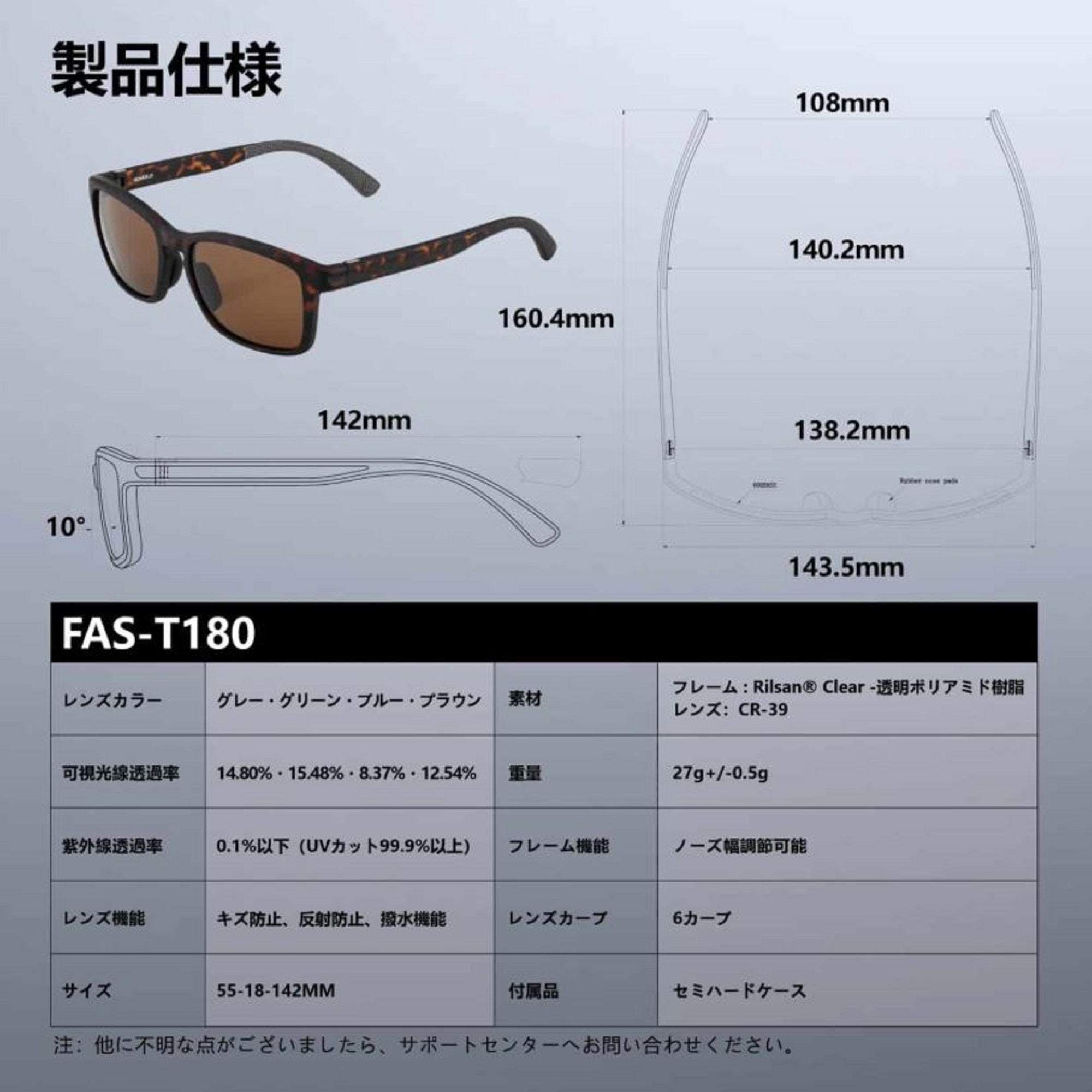 Gomexus FAS-T180-BLBK Sunglasses Polarised Blue (1618)