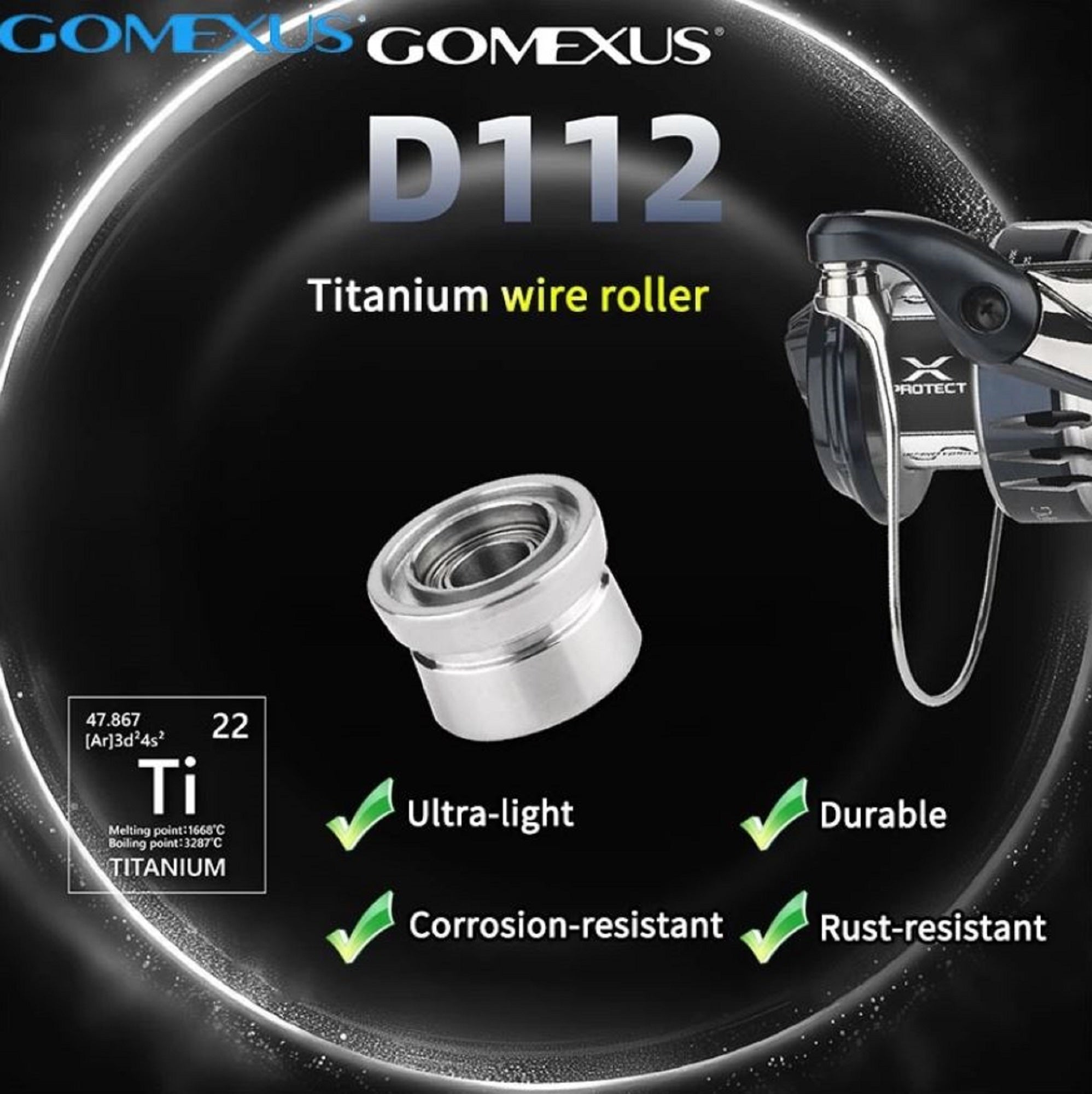 Gomexus D112TTN Line Roller Titanium Silver for Shimano SW 5000-6000 (2820)