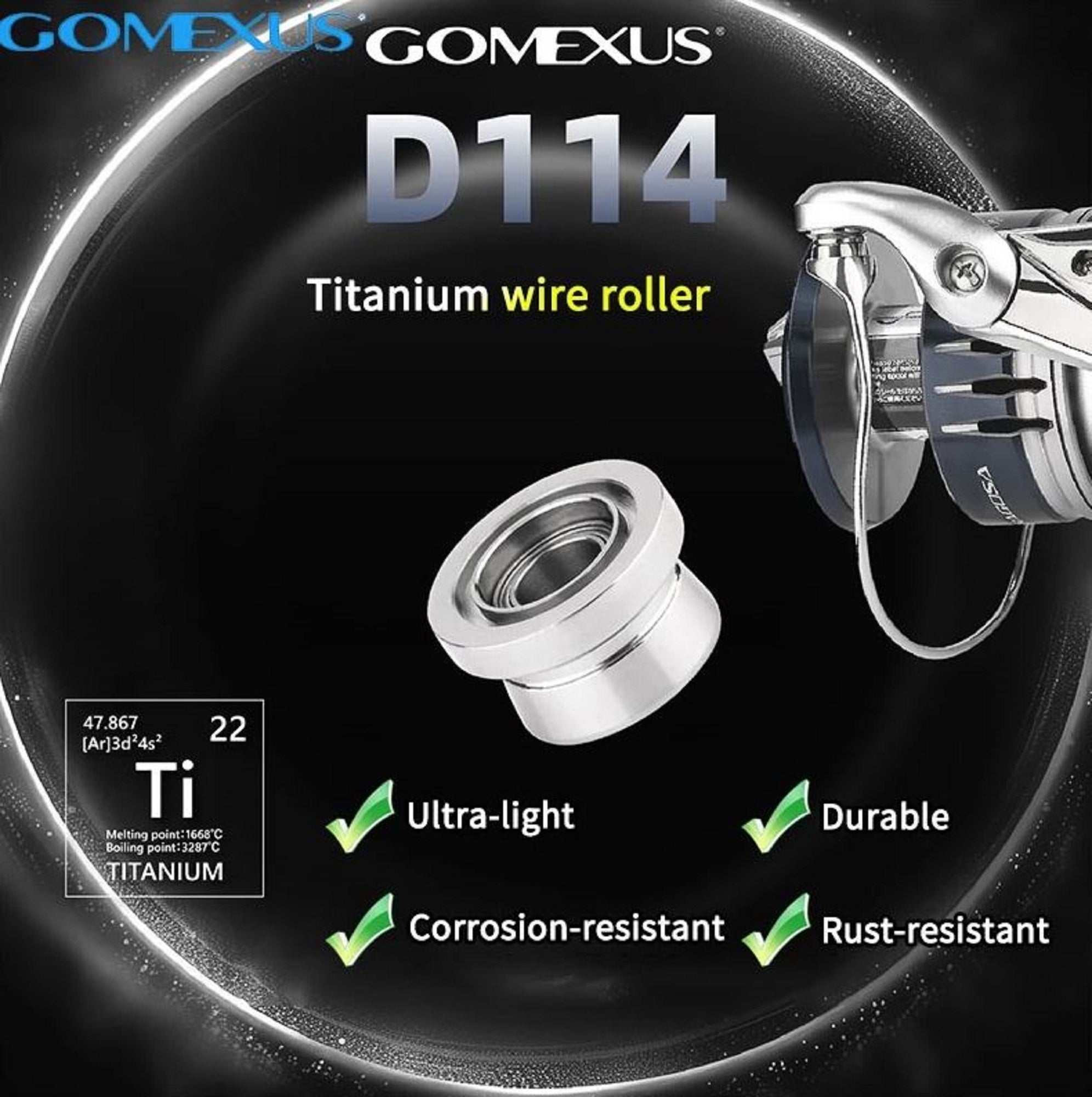 Gomexus D114TSJ Line Roller Titanium Aurora for Shimano SW 8000-18K (2851)