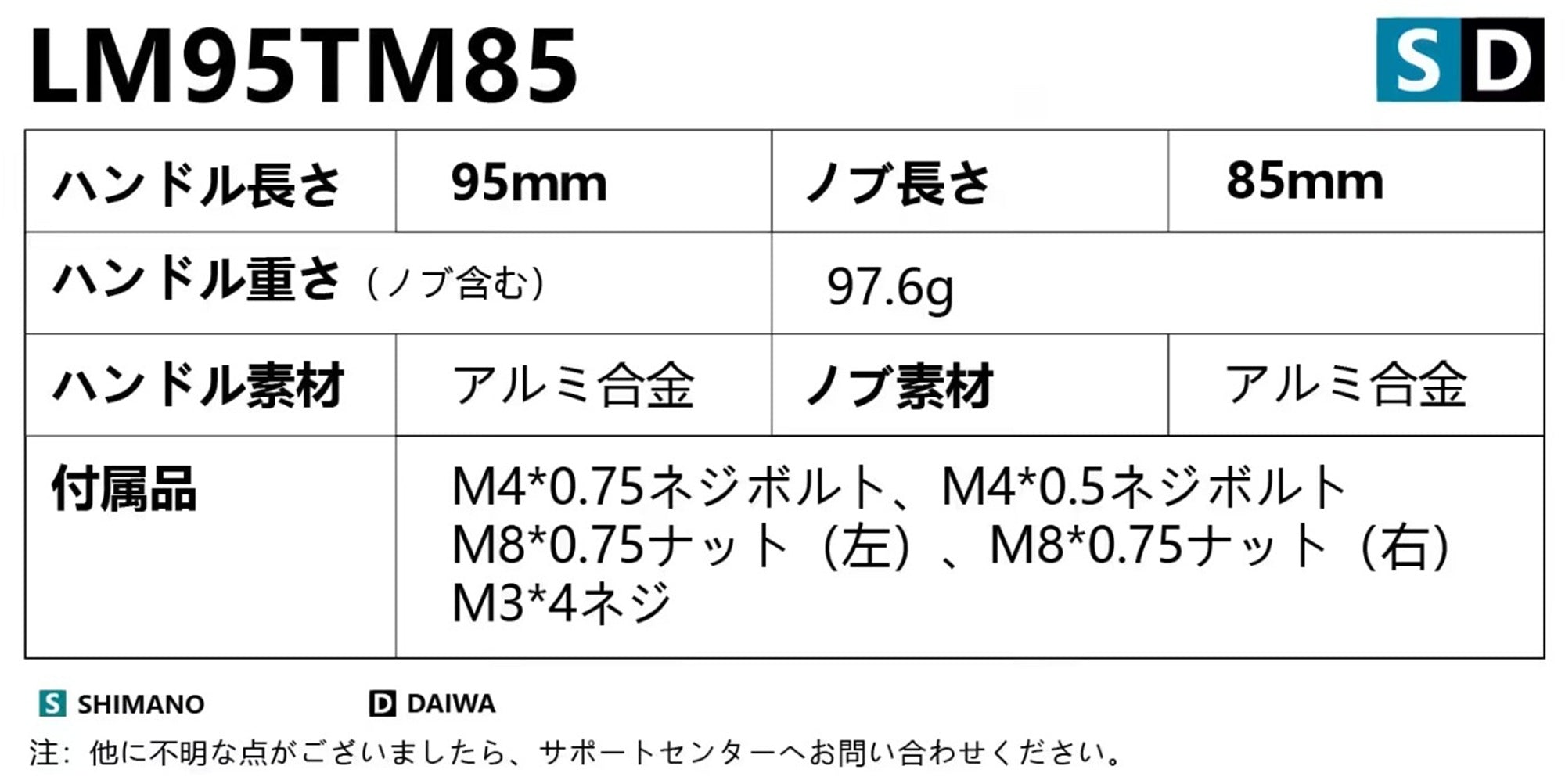 Gomexus H0J95A85ASRSR2 Power Handle Alu Silver 95mm 8x5mm Shimano, Daiwa (3315)