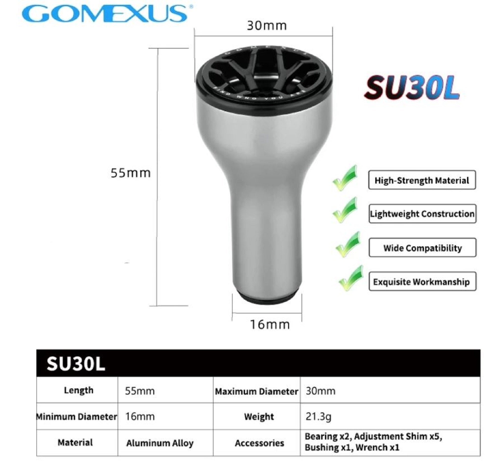 Gomexus K130ATNBK-02 Knob Aluminum Silver 30mm Shimano A , Daiwa S (4466)