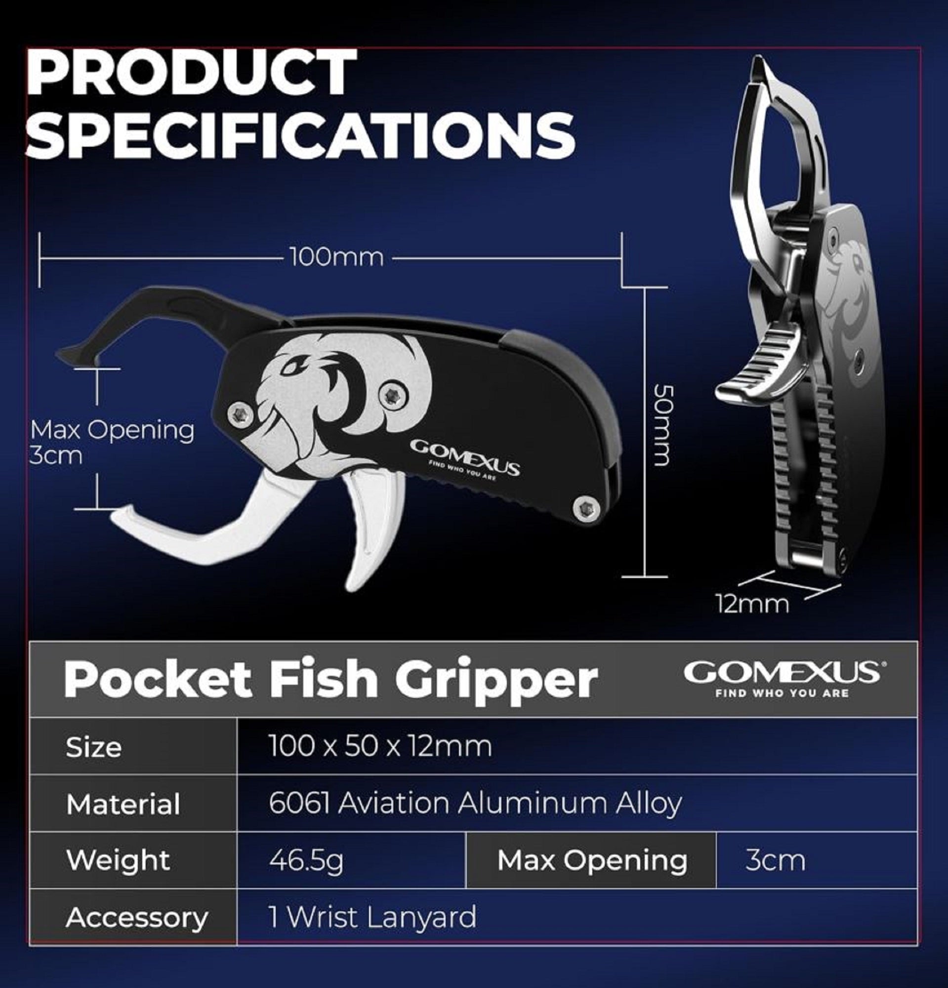 Gomexus KY100BKEM Fish Grip Pocket Light Weight Blue (4992)