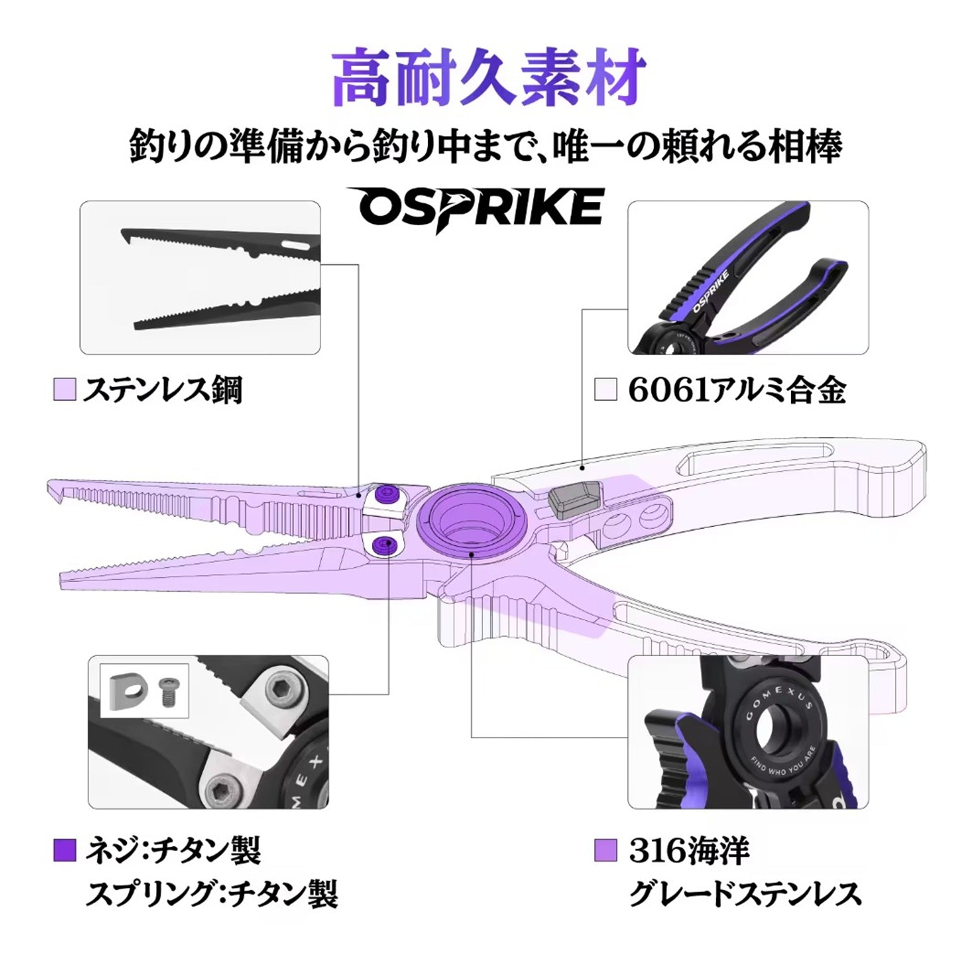 Gomexus SUS7-SO-JBKPL Pliers OSPRIKE 7 Stainless Steel Alu BKPL (5524)