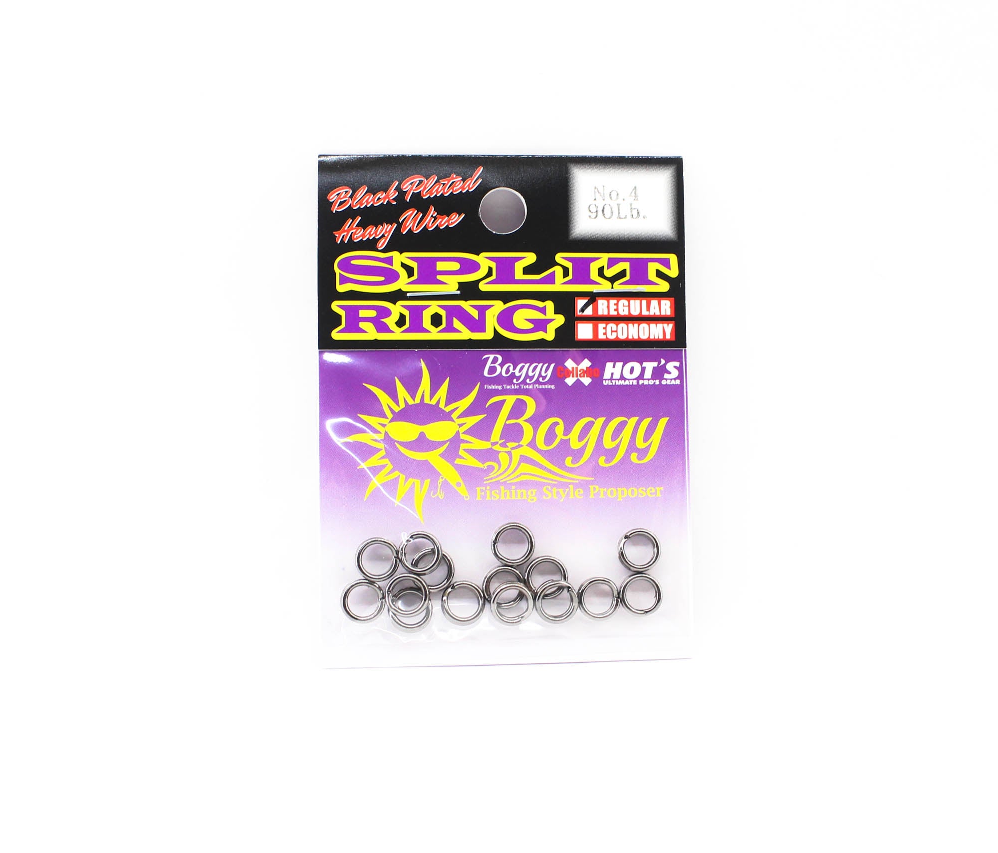 Boggy Split Ring Black Regular Size 4 90lb 15 /pack (1540)
