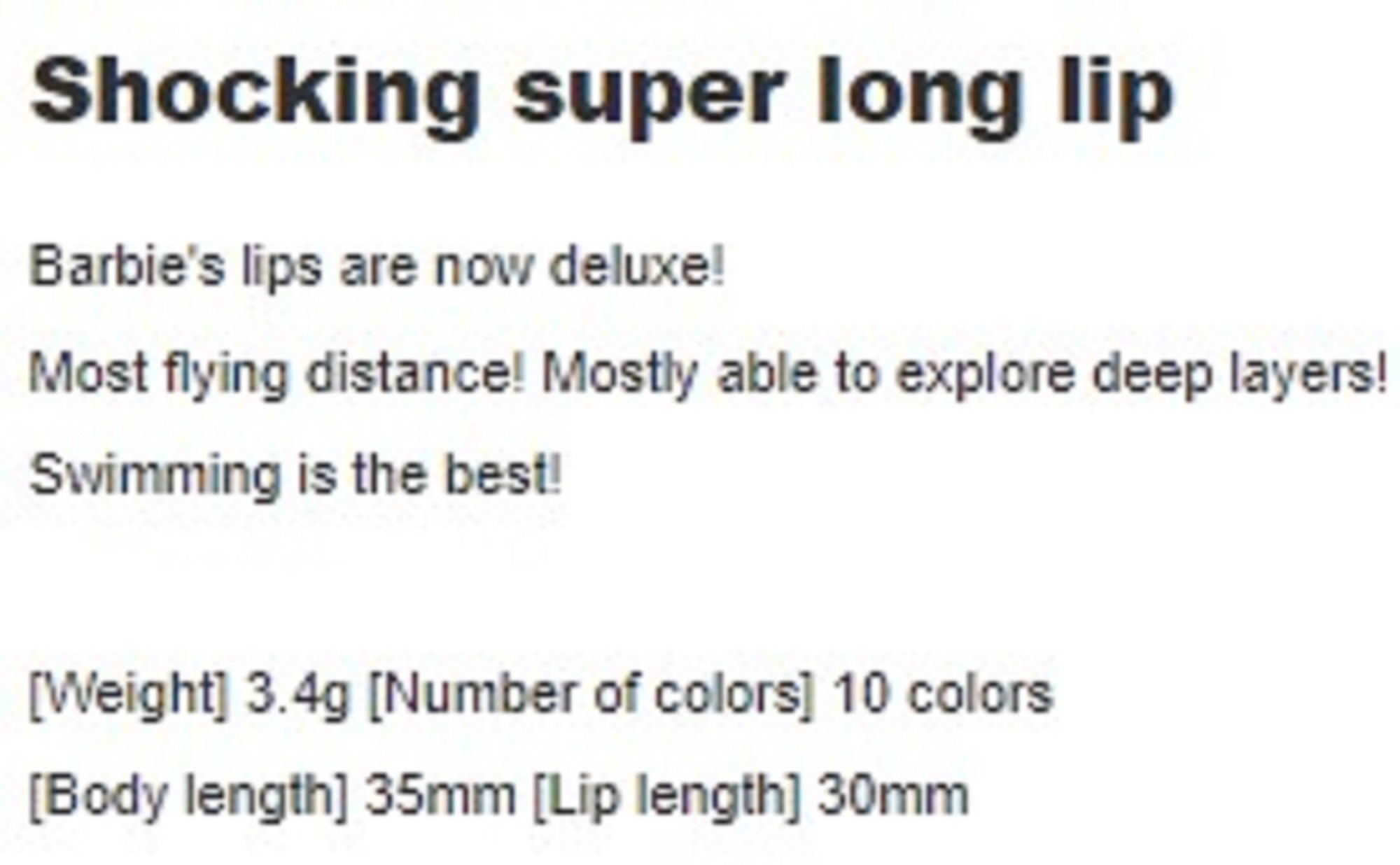 Rob Lure Most Barbie F 36mm 3.4 grams Floating Lure 10 (0113)