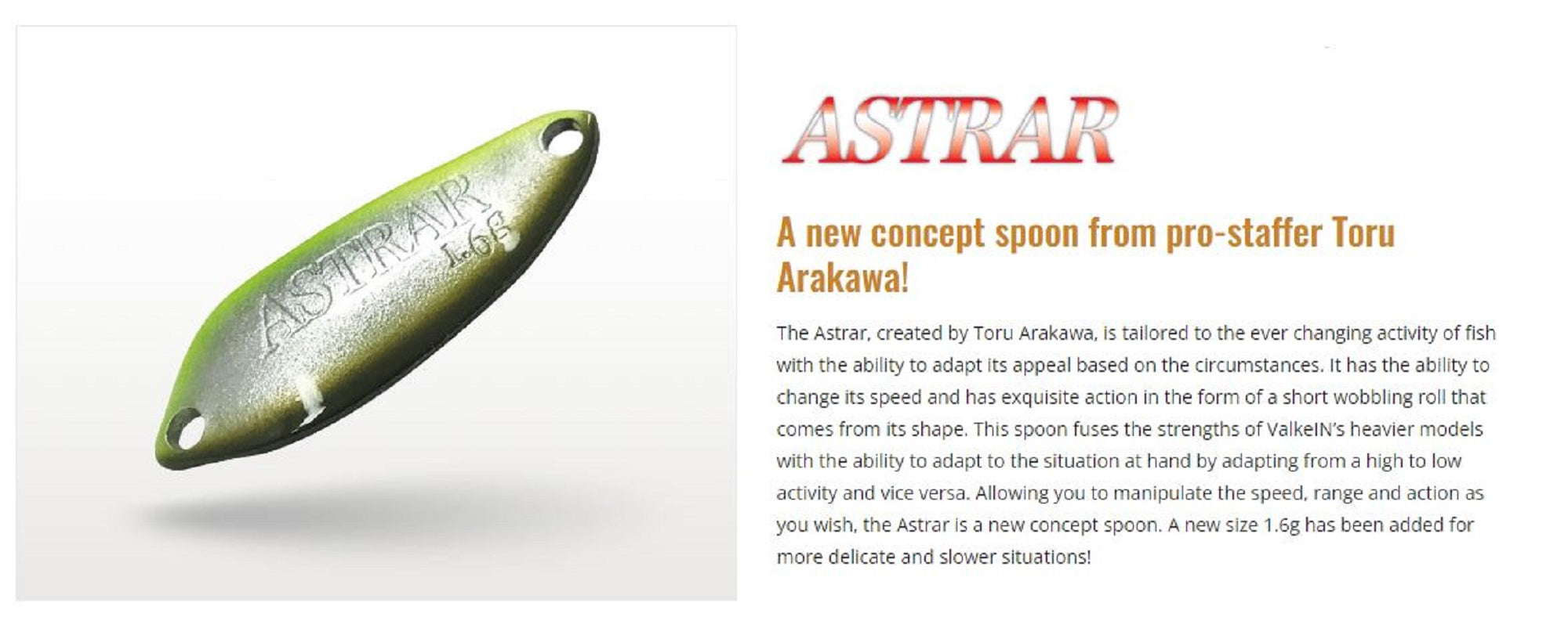 Valkein Spoon Astrar 2.4 grams Sinking Lure No.6 (0307)