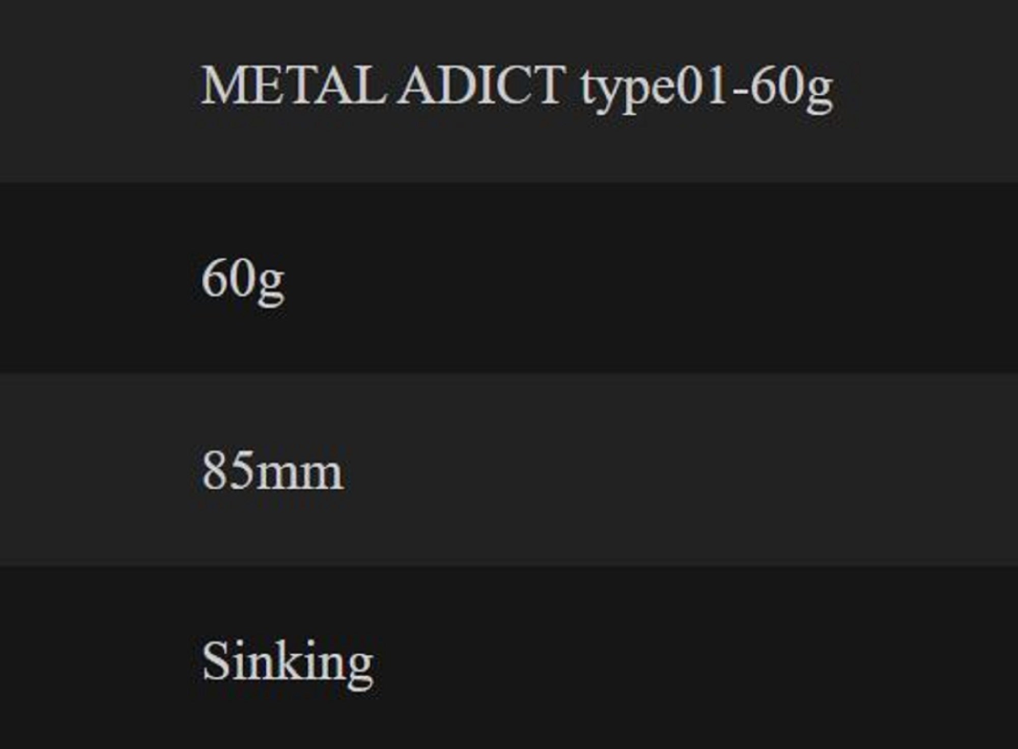 Little Jack Metal Jig Metal Adict 01 85mm 60 grams 08 (6804)