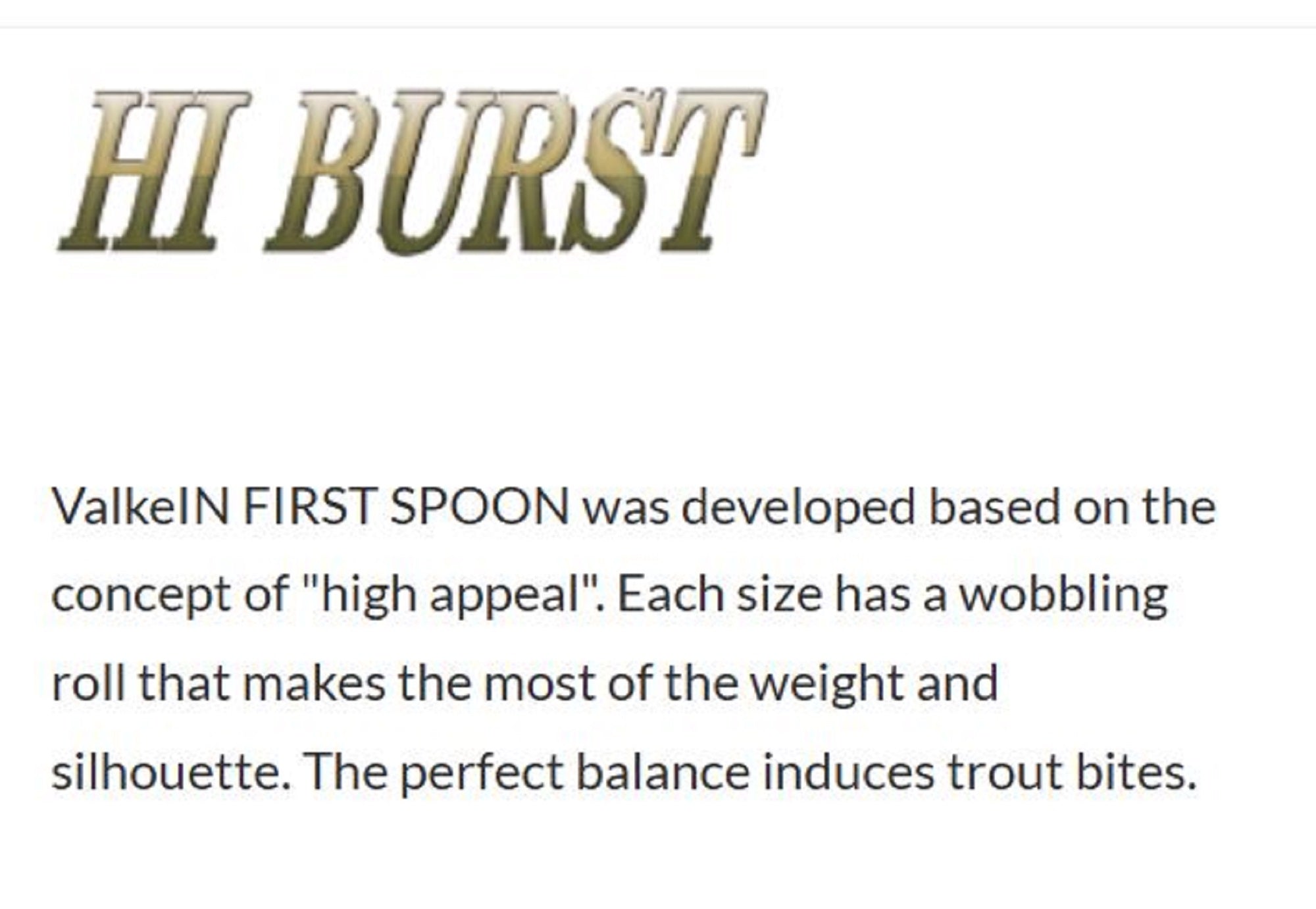 Valkein Spoon Hi Burst 1.8 grams Sinking Lure No.47 (1846)