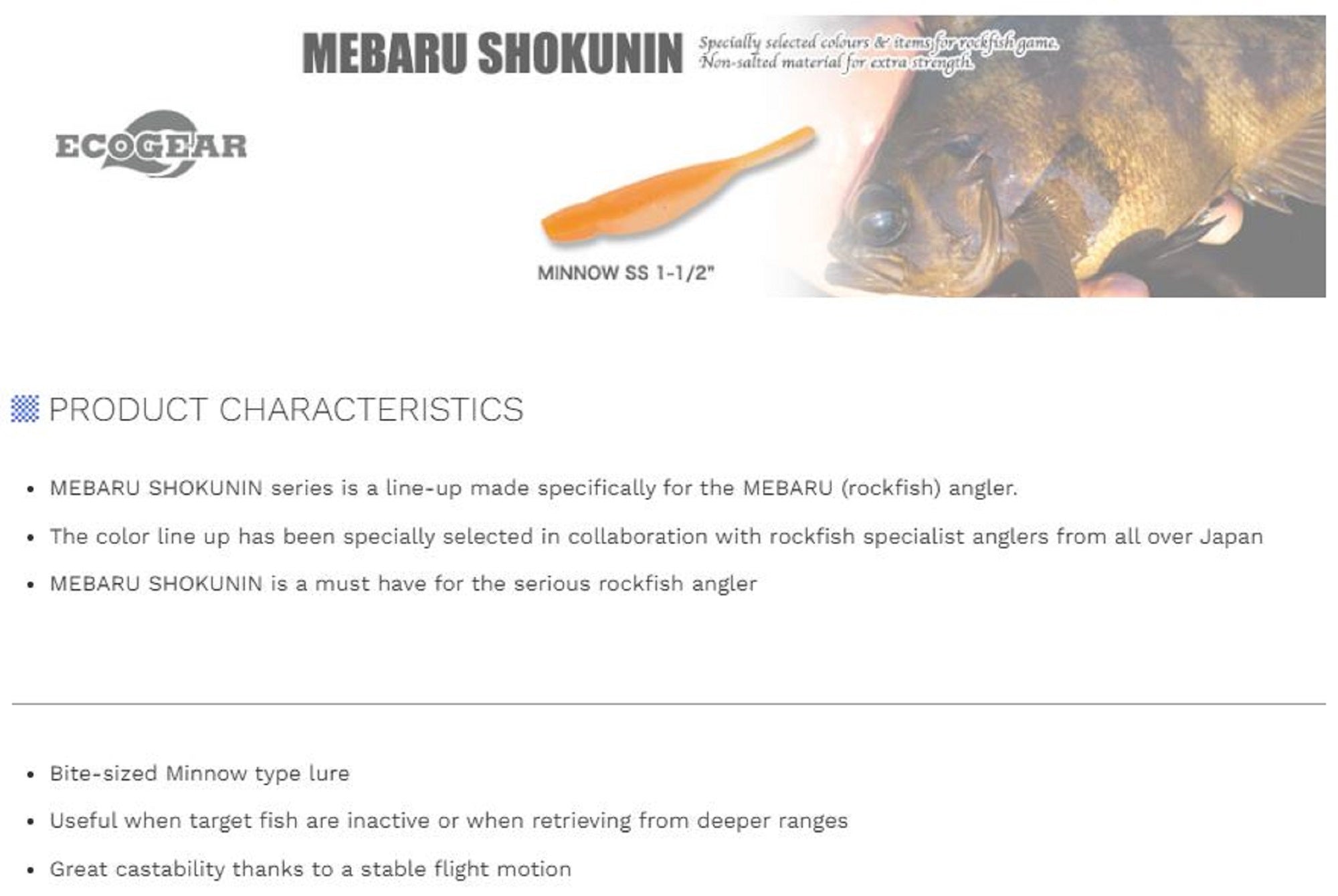 Sale Ecogear Soft Lure Mebaru Minnow SS 1-1/2 Inch 12/pack 065 (8749)