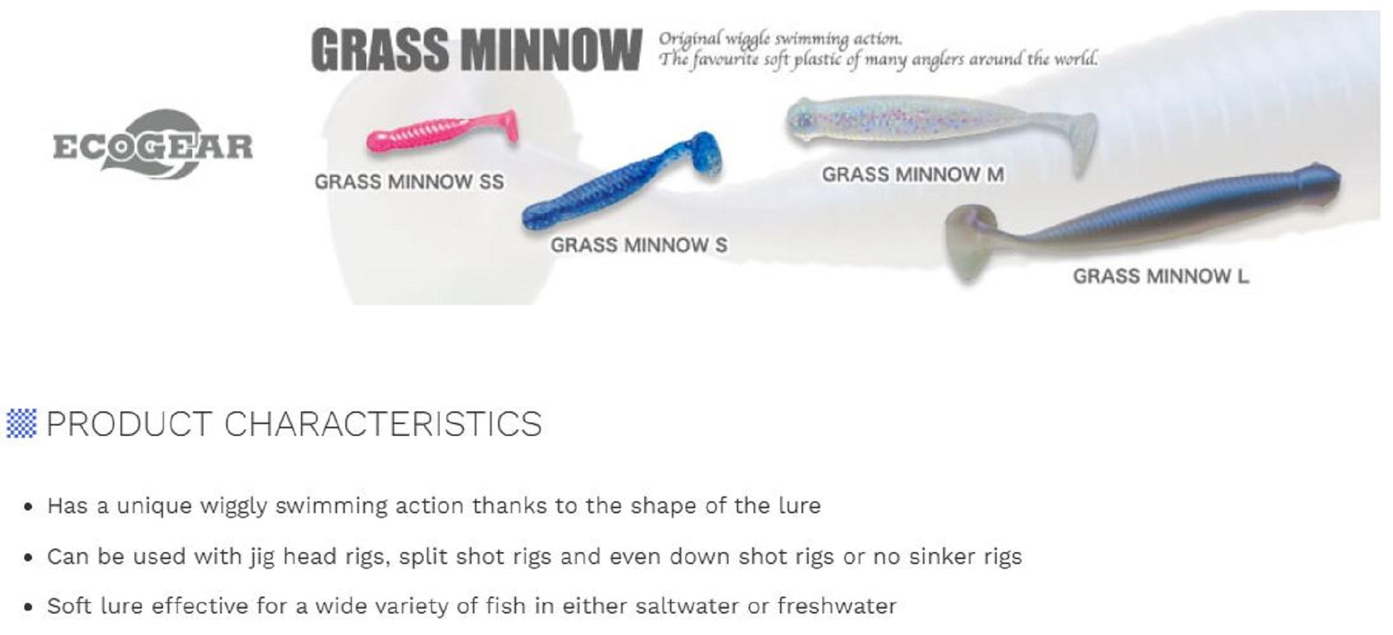 Sale Ecogear Soft Lure Grass Minnow L 3-1/4 Inch 8/pack 084 (5761)