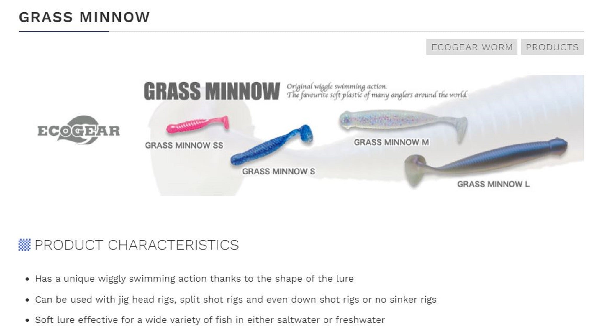 Sale Ecogear Soft Lure Grass Minnow L 3-1/4 Inch 8/pack 345 (4931)
