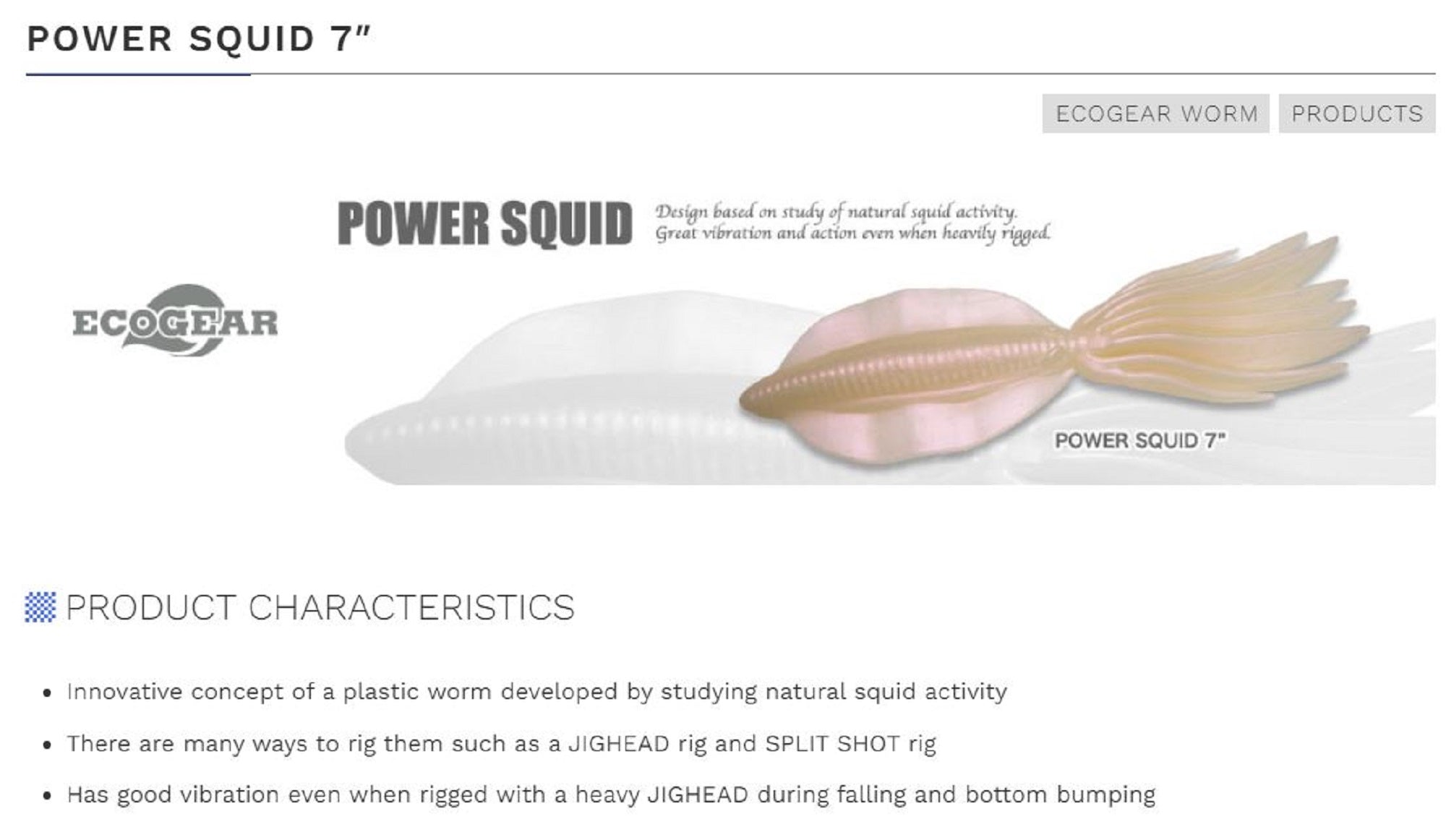 Sale Ecogear Soft Lure Power Squid 7 Inch 010 (8036)