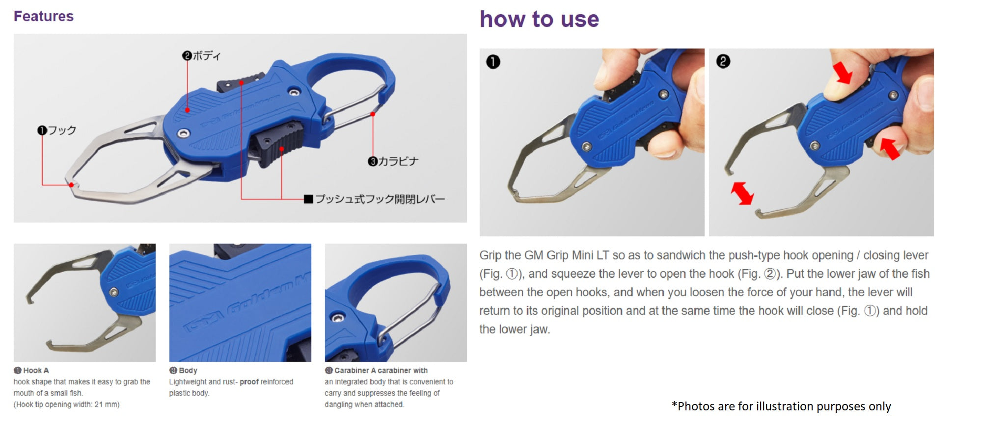 Golden Mean Grip Mini LT Fish Grip 115 mm 130mm Blue (6730)