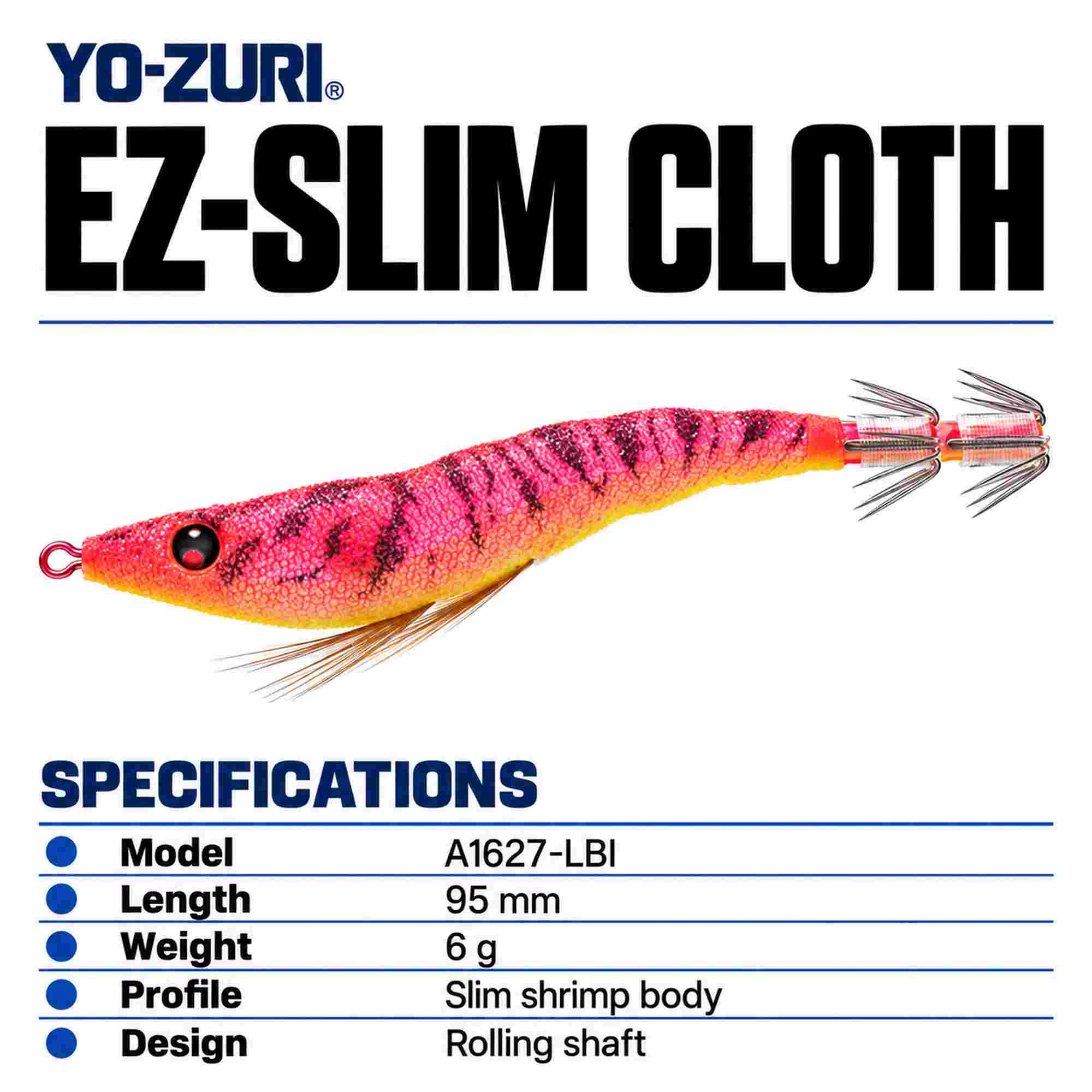 Yo Zuri EZ Slim Cloth 95mm Squid Jig A1627-LBI (8614)