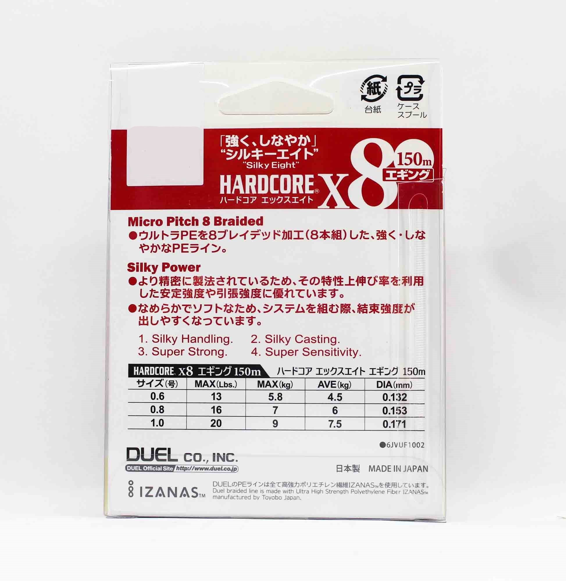 Yo Zuri Duel P.E Line Hardcore X8 150m P.E 0.8 7.0Kg (0.153mm) H3300-MO