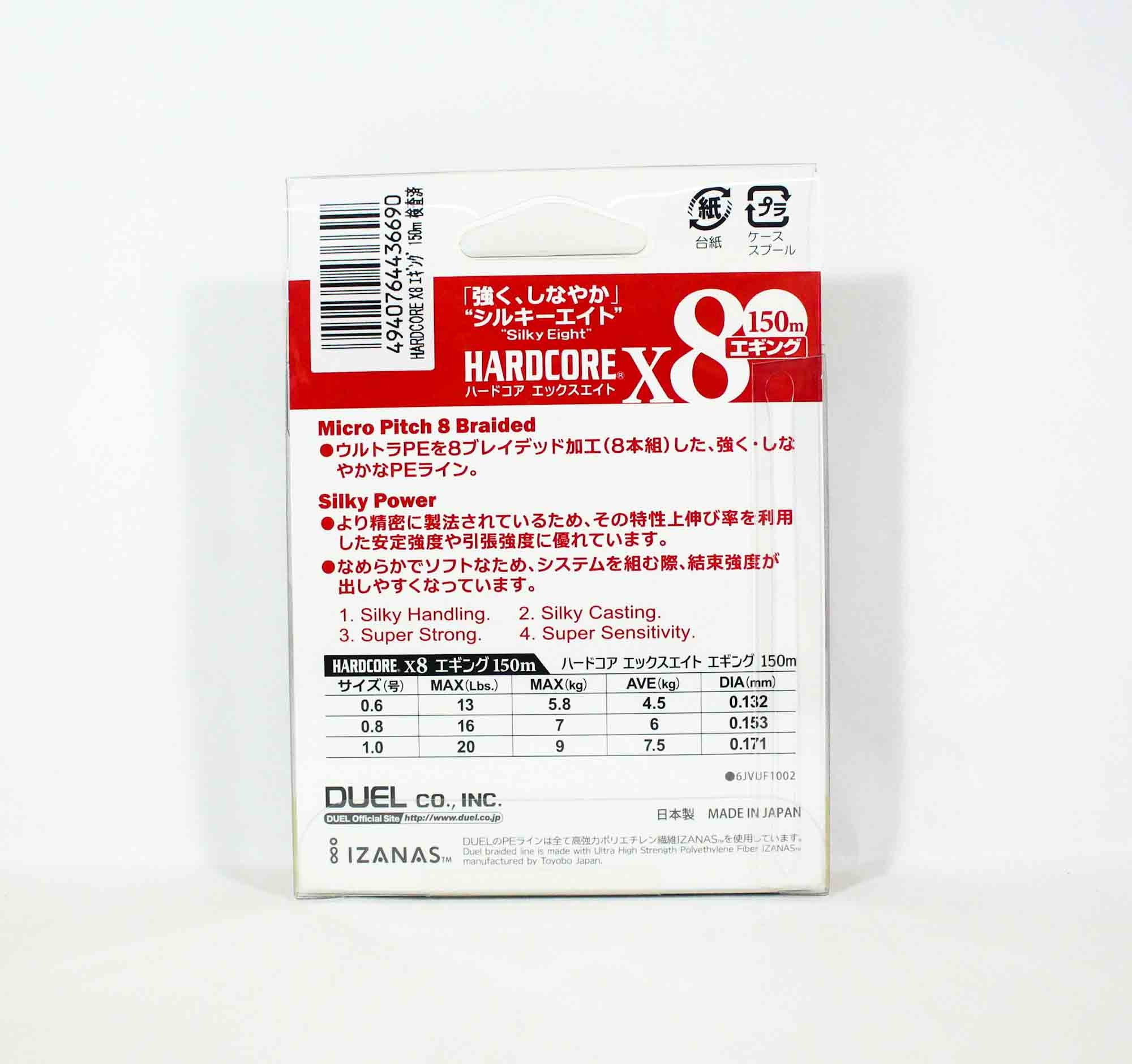 Yo Zuri Duel P.E Line Hardcore X8 150m P.E 0.8 7Kg 0.153mm 3C H3304 6683