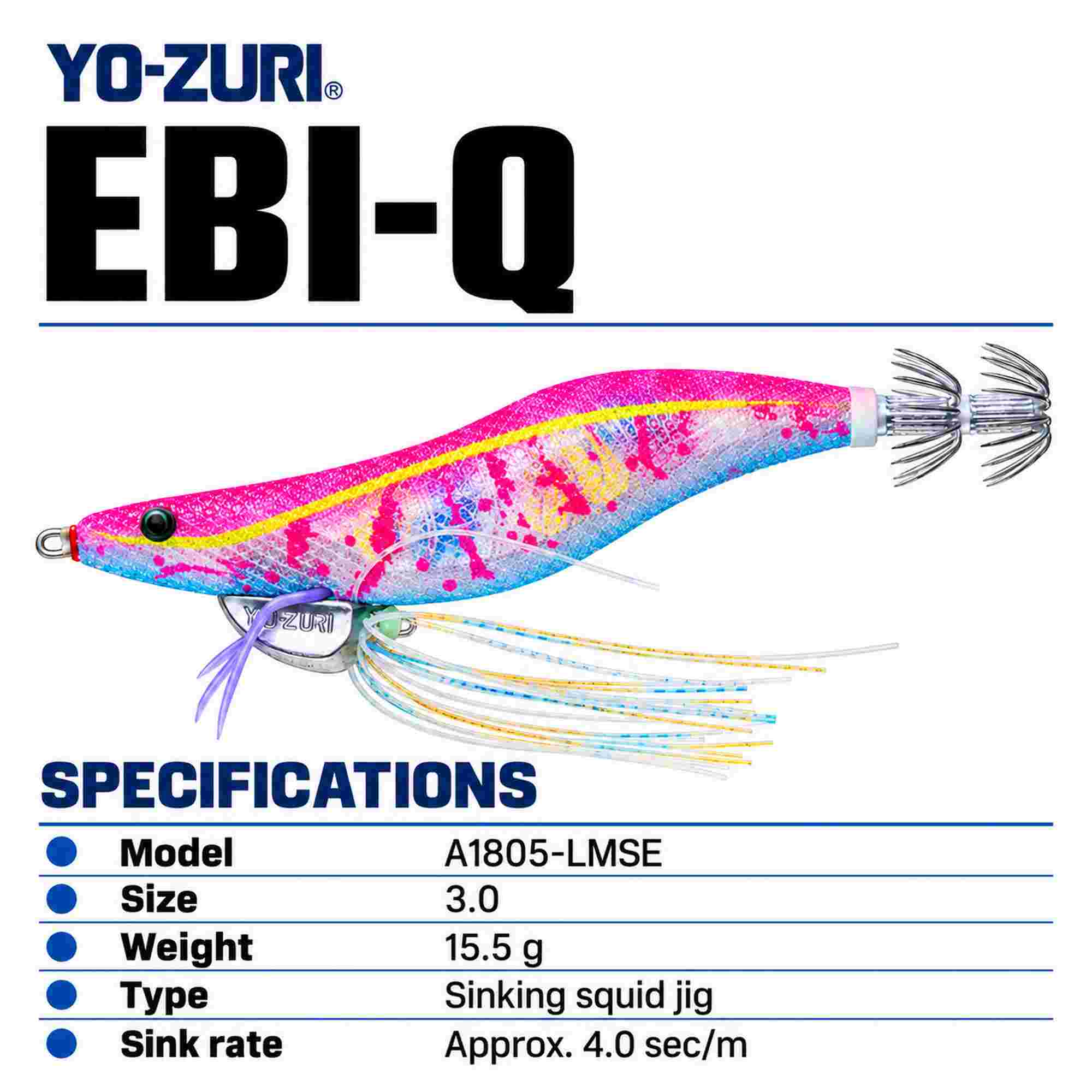 Yo Zuri Ebi-Q Squid Jig Sinking Lure Size 3.0 A1805-LMSE (3588)