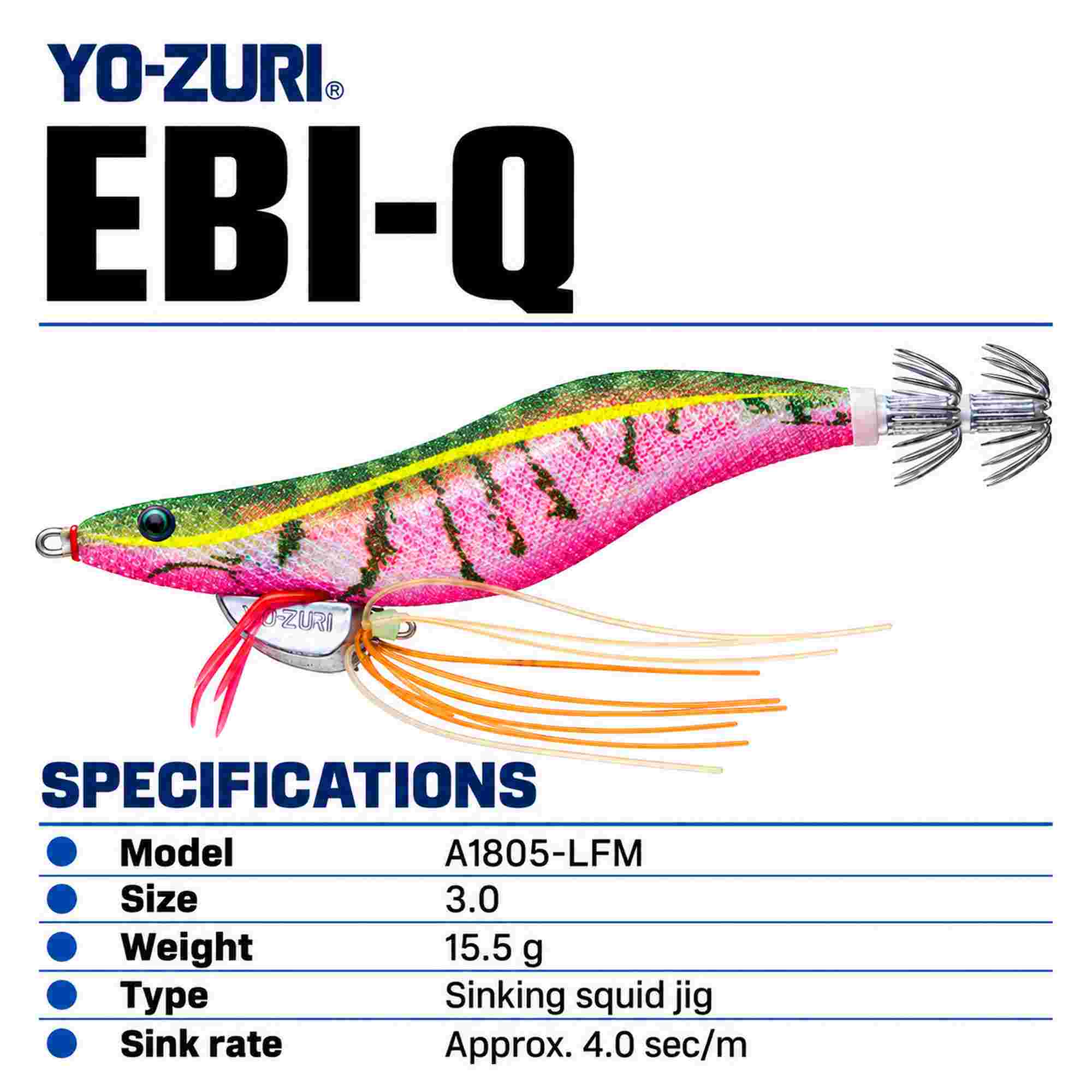 Yo Zuri Ebi-Q Squid Jig Sinking Lure Size 3.0 A1805-LFM (3601)