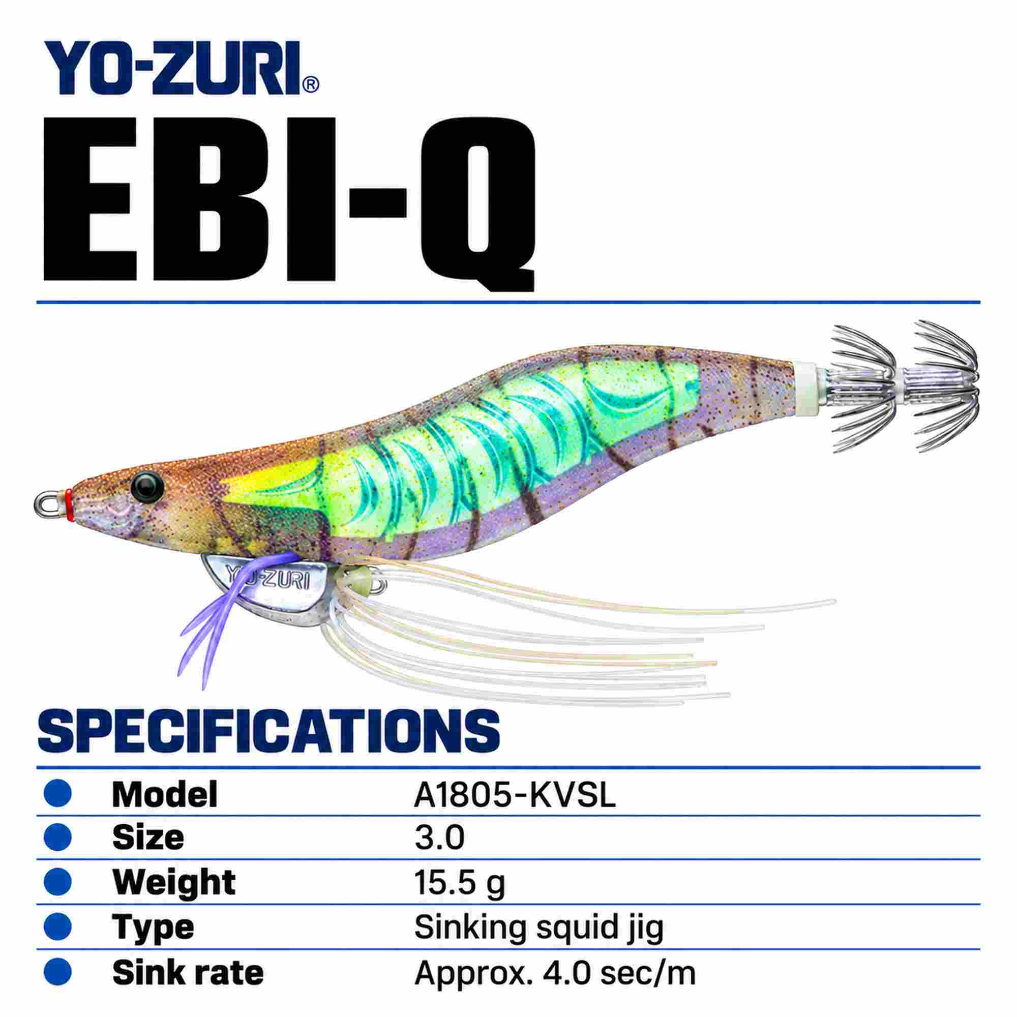 Yo Zuri Ebi-Q Squid Jig Sinking Lure Size 3.0 A1805-KVSL (3632)